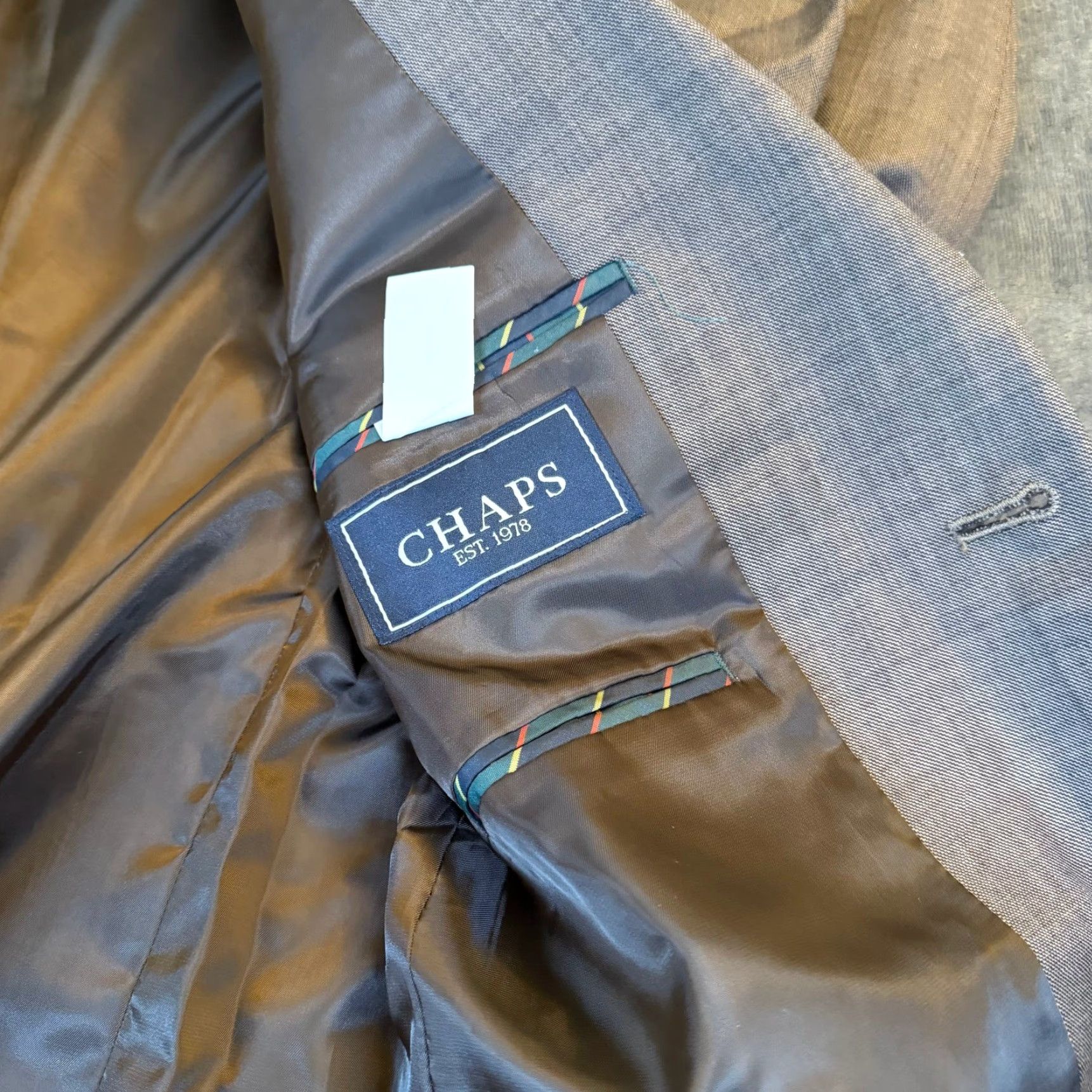 Chaps Chaps Blazer Jacket 40R Wool Brown Two Button Notch Lapel Single-Breasted Business Formal Blazer Mens Size 40R - 2 Thumbnail