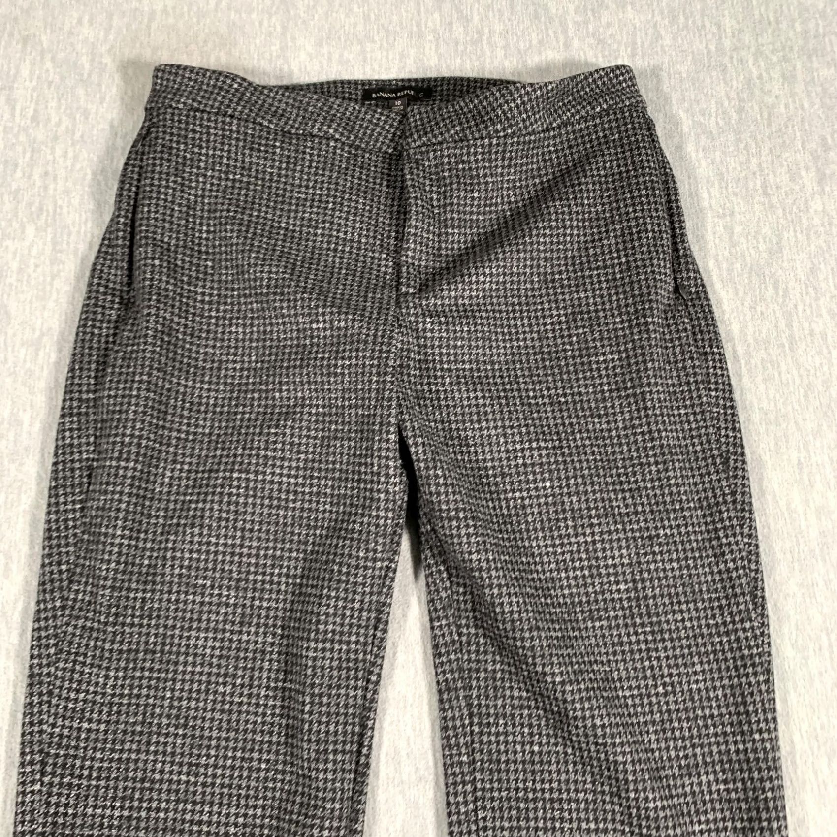 Banana Republic Banana Republic Pants Womens 10 Gray Check Straight Leg Lined Stretch Dressy Size 32" / US 10 / IT 46 - 4 Thumbnail
