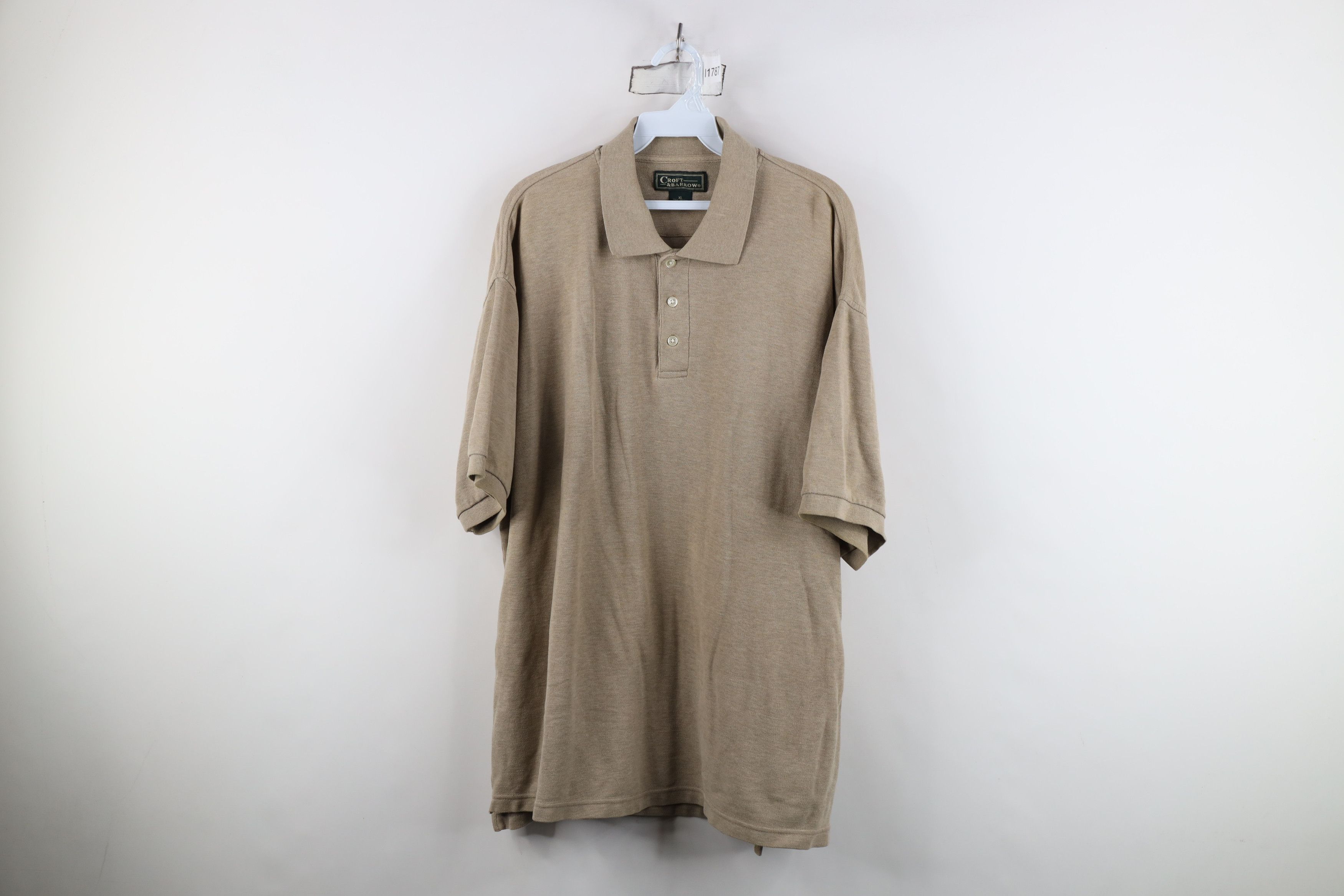 Vintage Vintage 90s Y2K Streetwear Blank Cotton Knit Golf Polo Beige Size US XL / EU 56 / 4 - 1 Thumbnail
