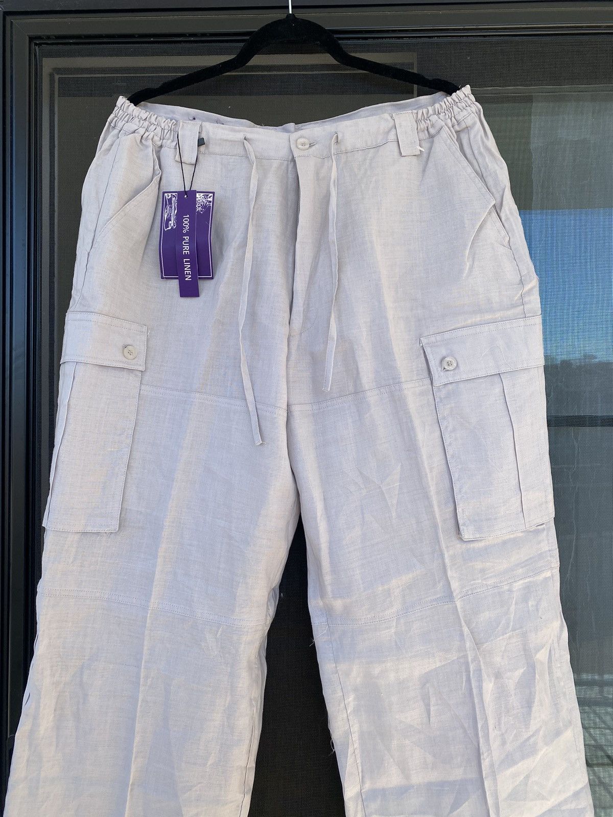 Other 100% Linen Empra Wide Leg Pockets Large Light Grey Pants Size 36" / US 14 / IT 50 - 3 Thumbnail