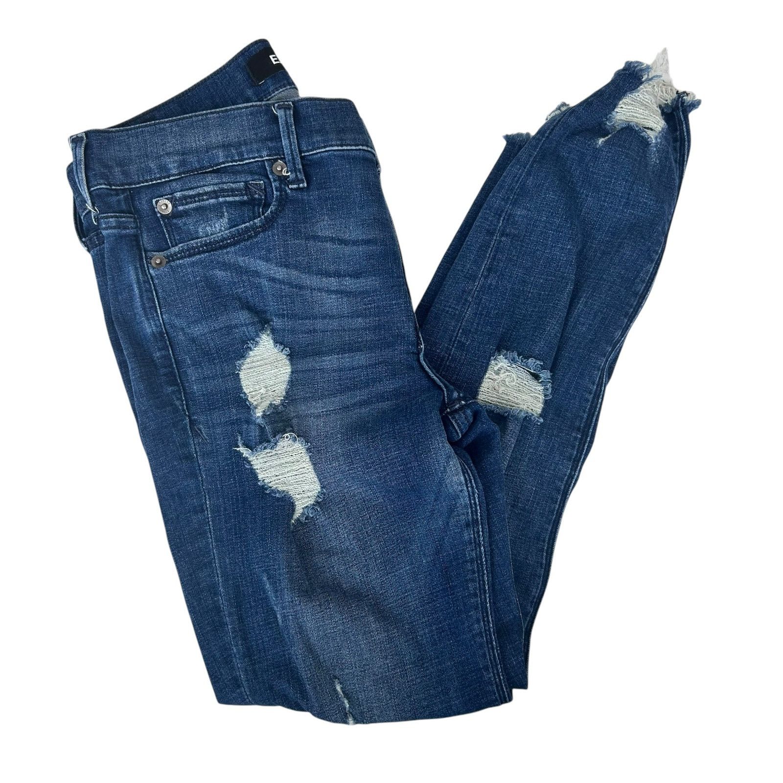 Express Express Distressed Mid Rise Ankle Legging Jeans Sz 2S Size 26" / US 2 / IT 38 - 8 Thumbnail