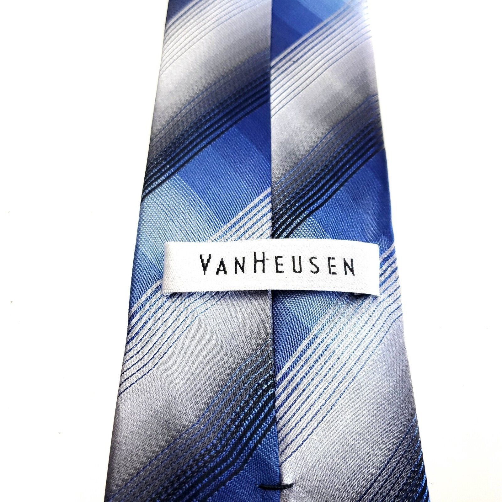 Van Heusen Van Heusen Blue Plaid Woven Silk Tie Size ONE SIZE - 3 Thumbnail