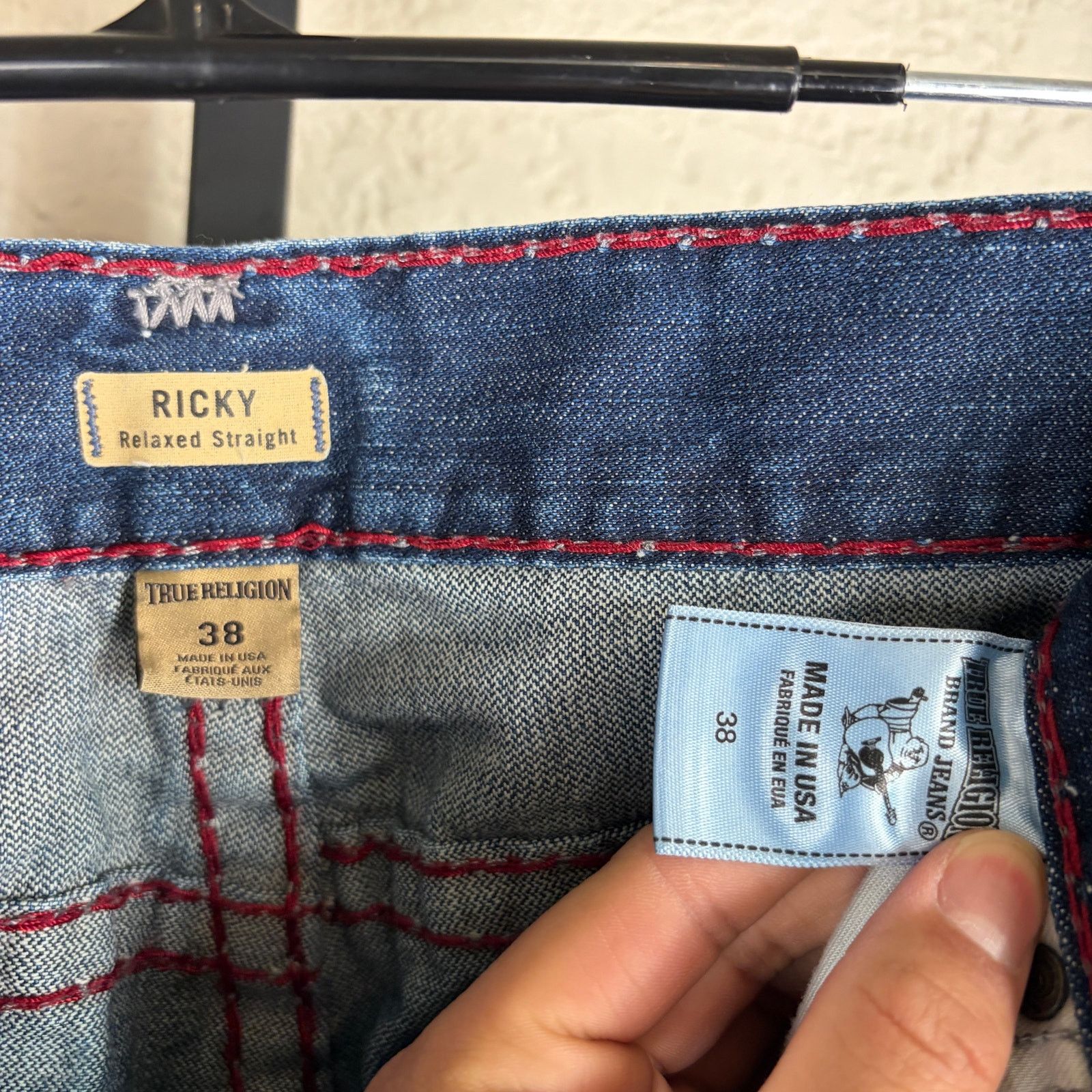 True Religion True Religion Ricky Relaxed Straight Sz 38 Distressed Jeans Size US 38 / EU 54 - 8 Thumbnail
