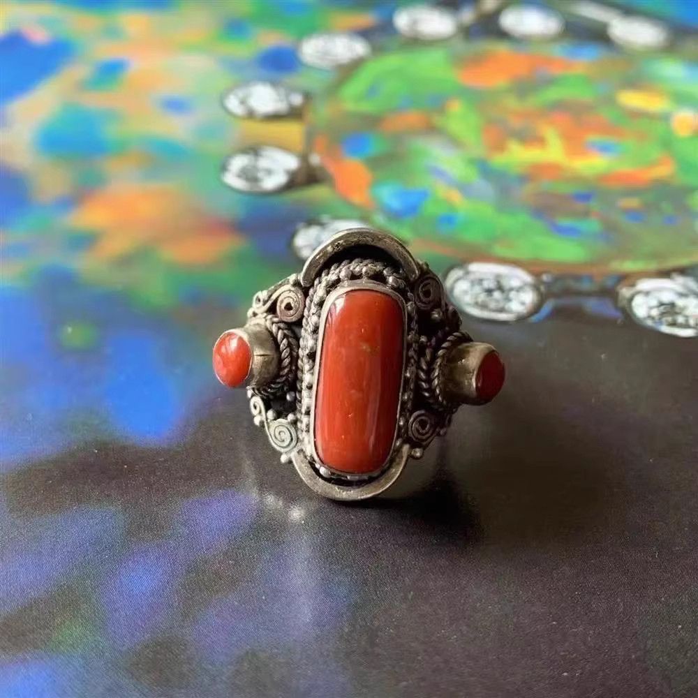 VIBE Nepalese Ruby Silver Ring Vintage Rings🔥🔥🔥 Size ONE SIZE - 1 Thumbnail