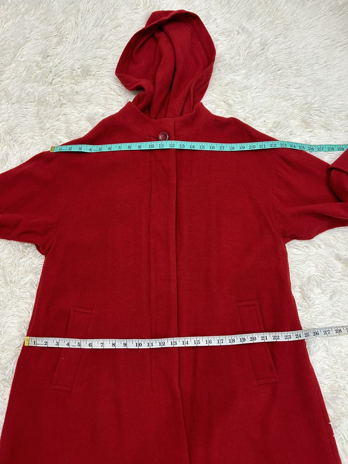 Hiroko Koshino Homme × Japanese Brand × Vintage Vtg Hiroko Koshino Detachable Hoodie Lining Wool Long Jacket Size M / US 6-8 / IT 42-44 - 14 Thumbnail