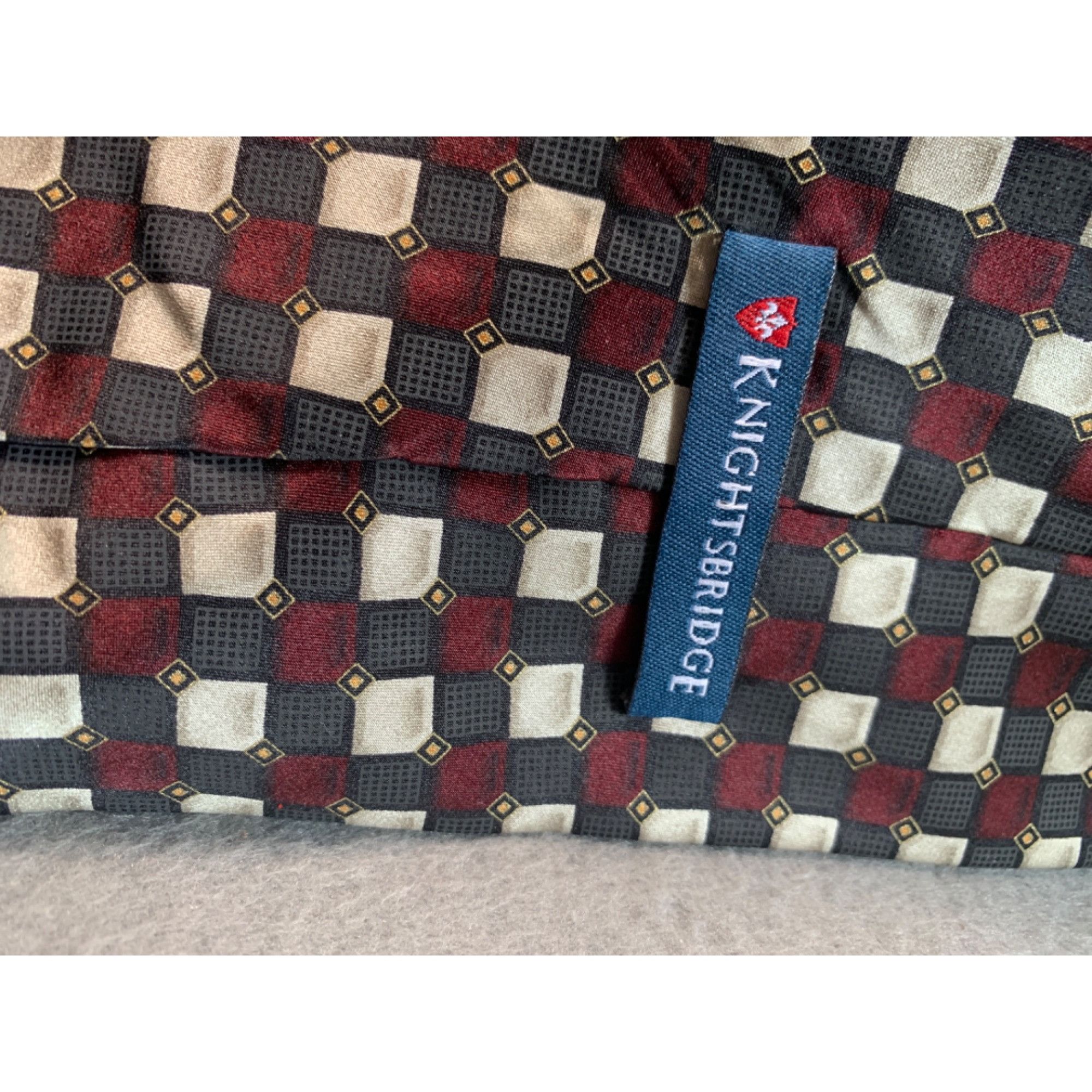 Knightsbridge Knightsbridge Mens Silk Tie Red Black Geometric Pattern Silk Size ONE SIZE - 3 Thumbnail
