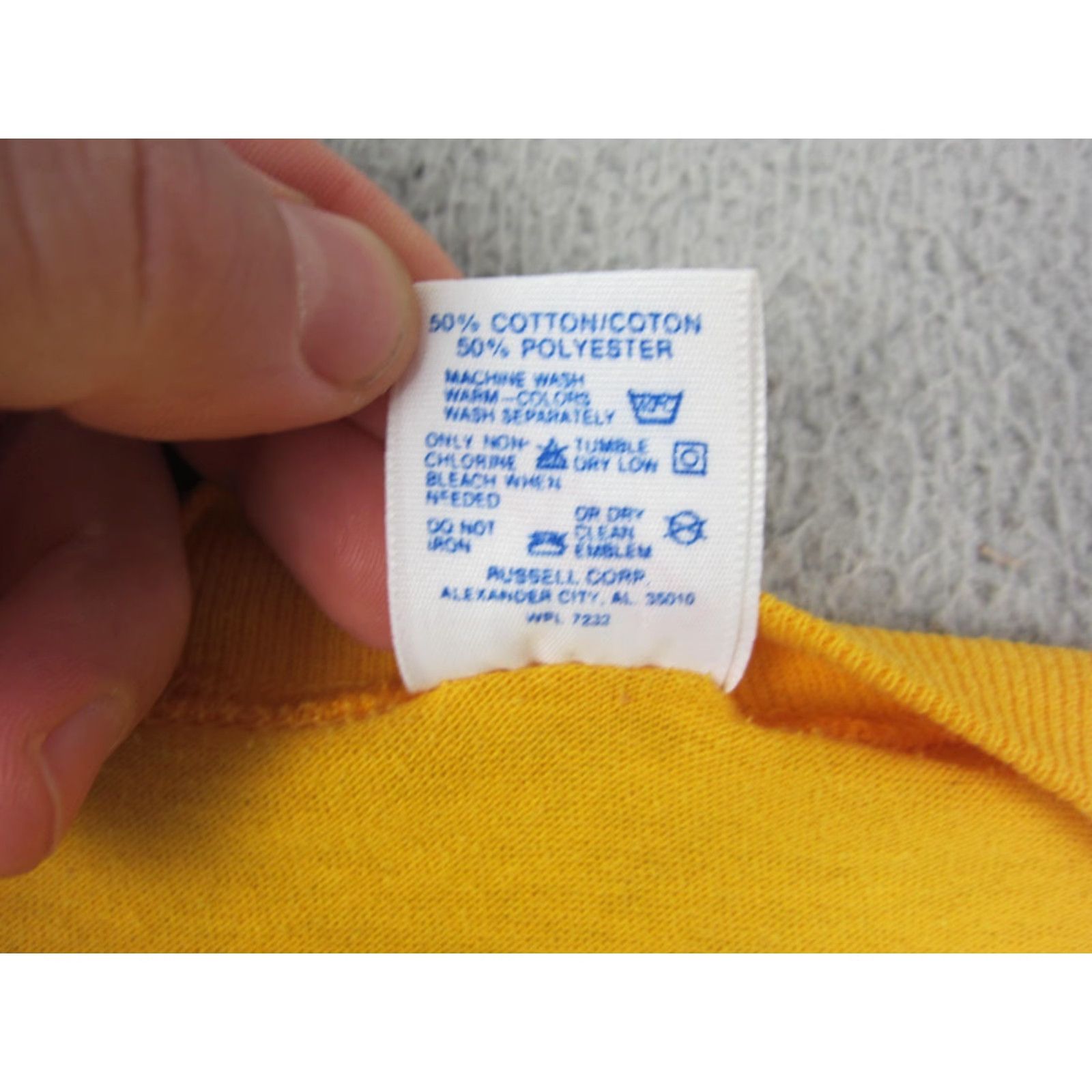 Jerzees VINTAGE Jerzees Riverdale Shirt Mens XL Yellow Cotton Crew Neck Short Sleeve Logo 80s Made in USA Rams City Classic Outdoor All Seasons Size US XL / EU 56 / 4 - 5 Thumbnail