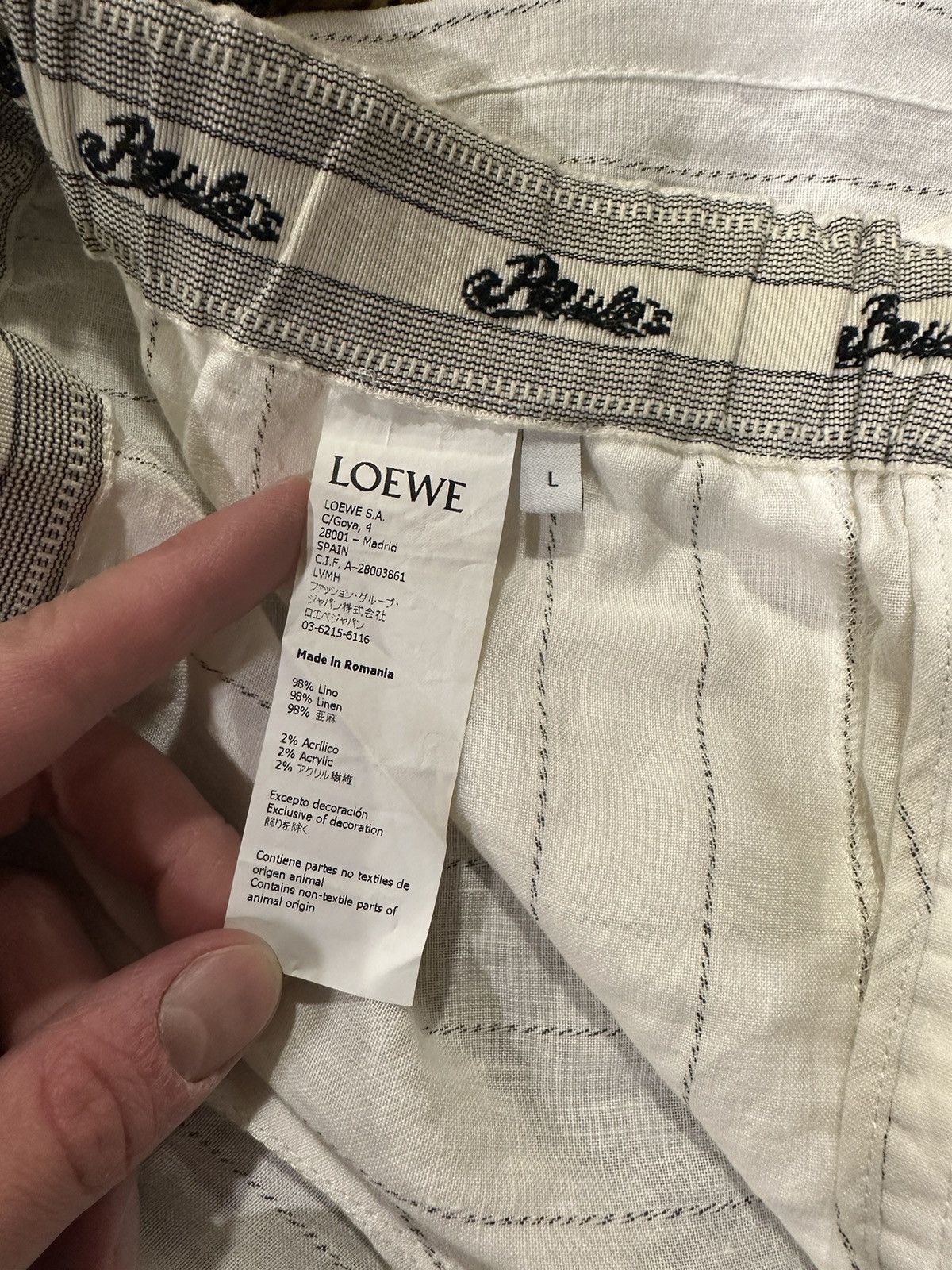 Loewe Loewe Paula Pin Stripe White Drawstring Shorts Size US 33 - 8 Thumbnail