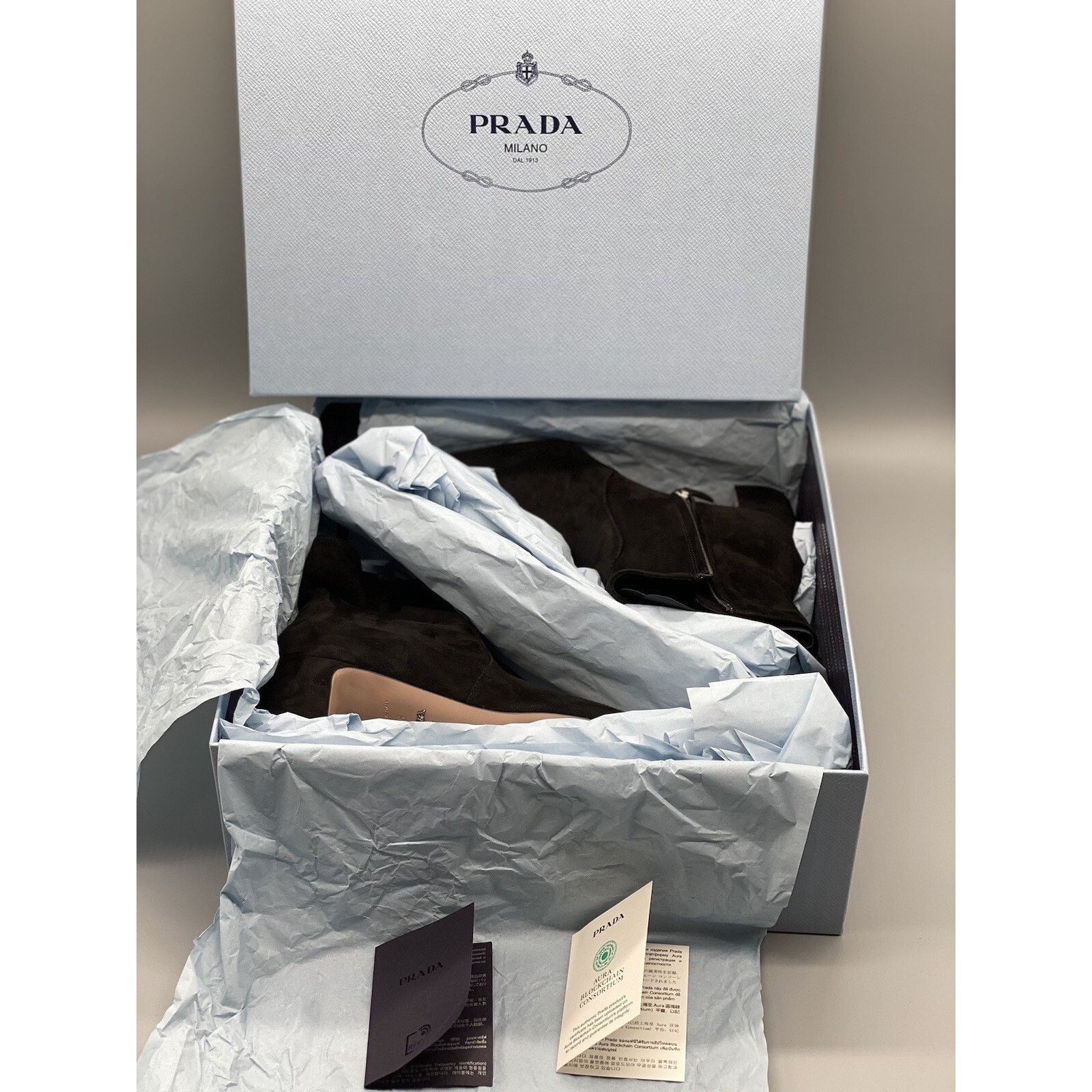 Prada Prada Suede Block-Heel Ankle Booties sz. 36 EU (6 US) Size US 6 / IT 36 - 6 Thumbnail
