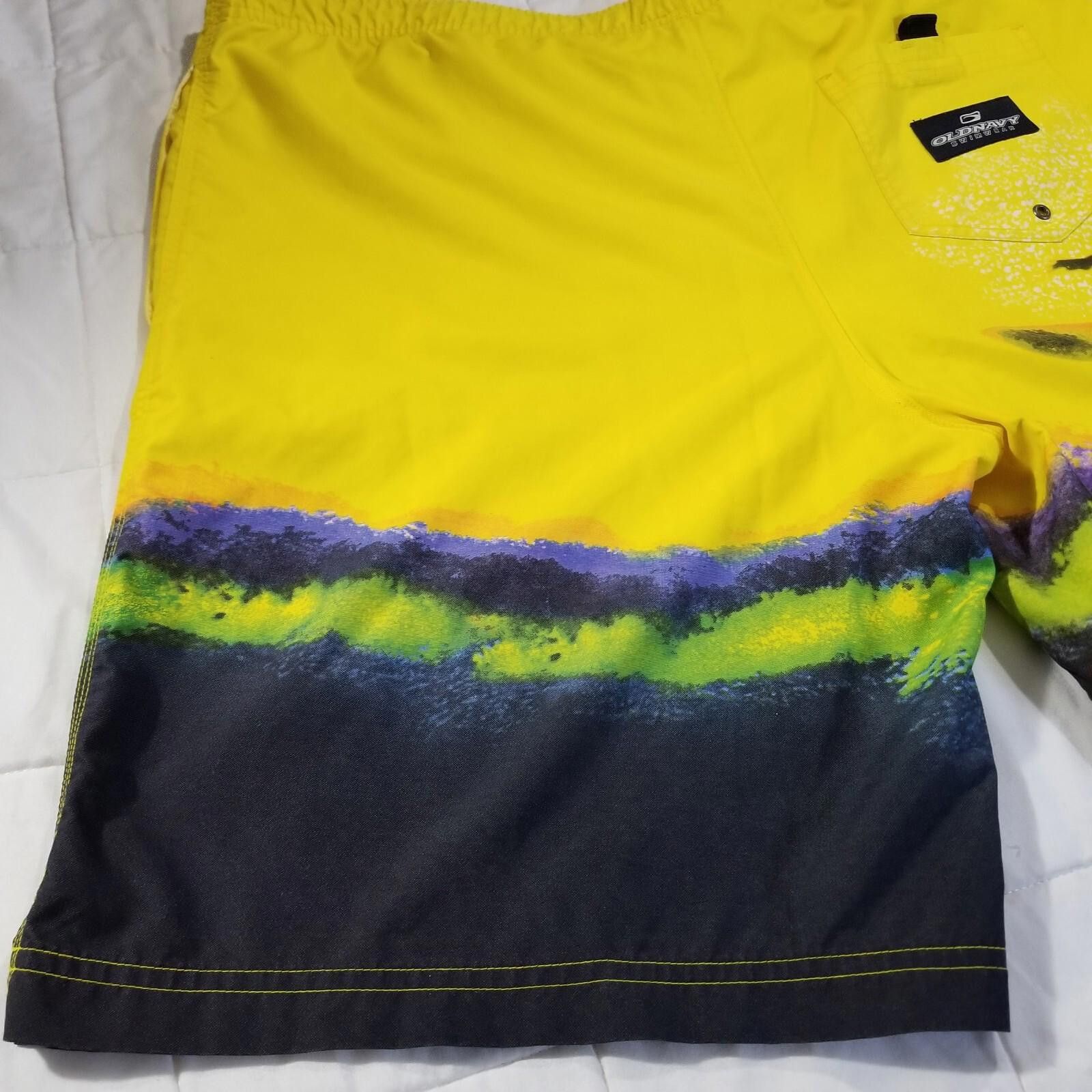 Old Navy Old School Navy Yellow Surfer Swim Shorts Large Size US 34 / EU 50 - 11 Thumbnail