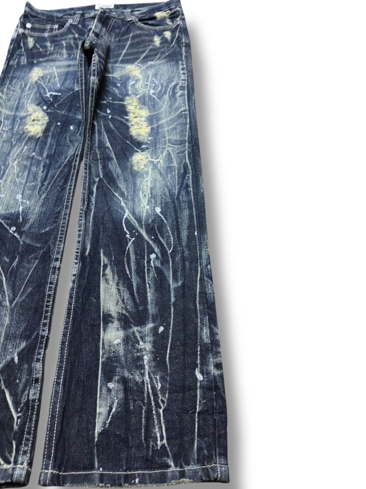 Kapital Vintage Nylaus Clothing Paint Splatter Distressed Denim Size US 31 - 4 Thumbnail
