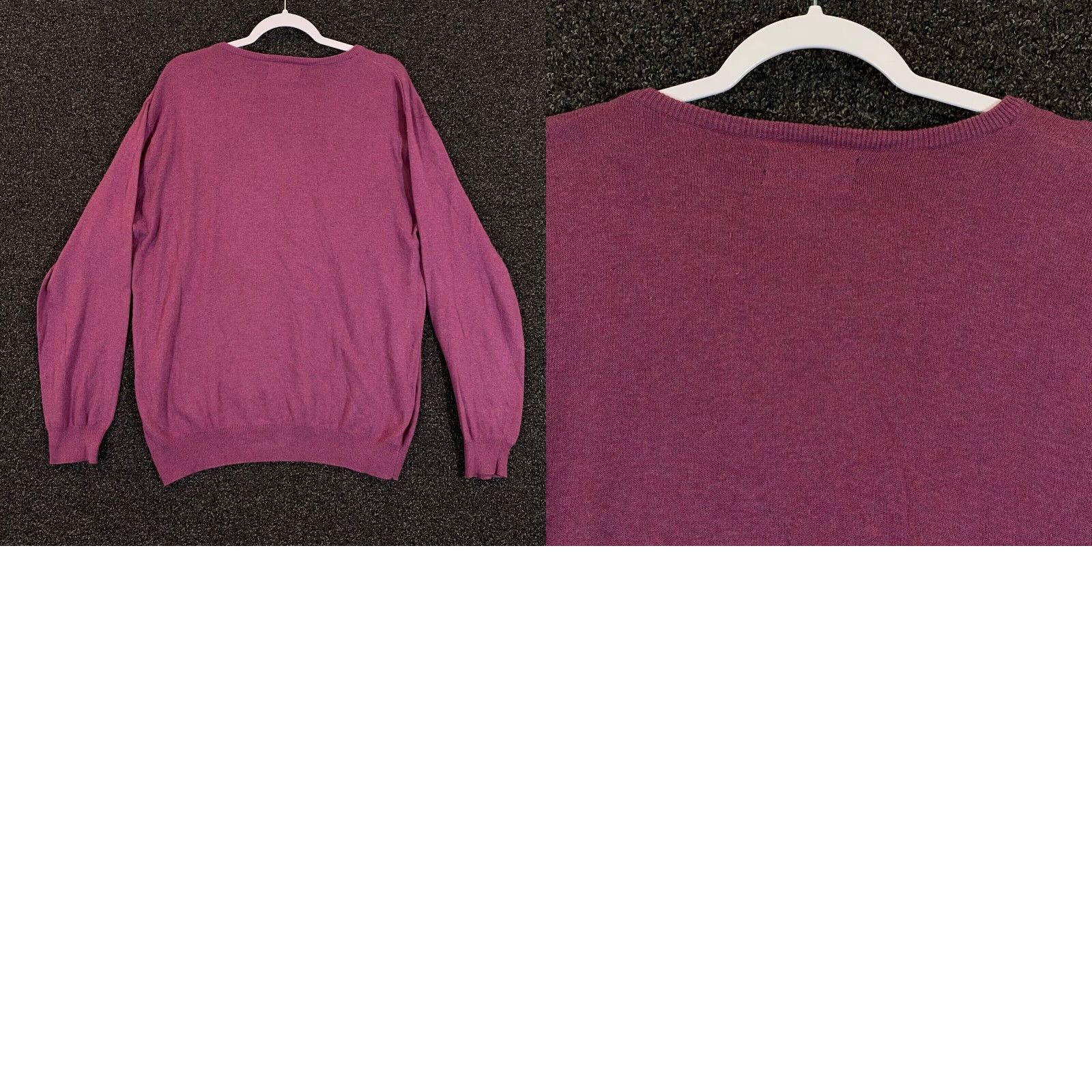 Vintage VINTAGE? No — Actually: WOOLWORTHS Sweater Mens Large Cashmere Blend Fuchsia Long Sleeve V-Neck Size US L / EU 52-54 / 3 - 8 Thumbnail