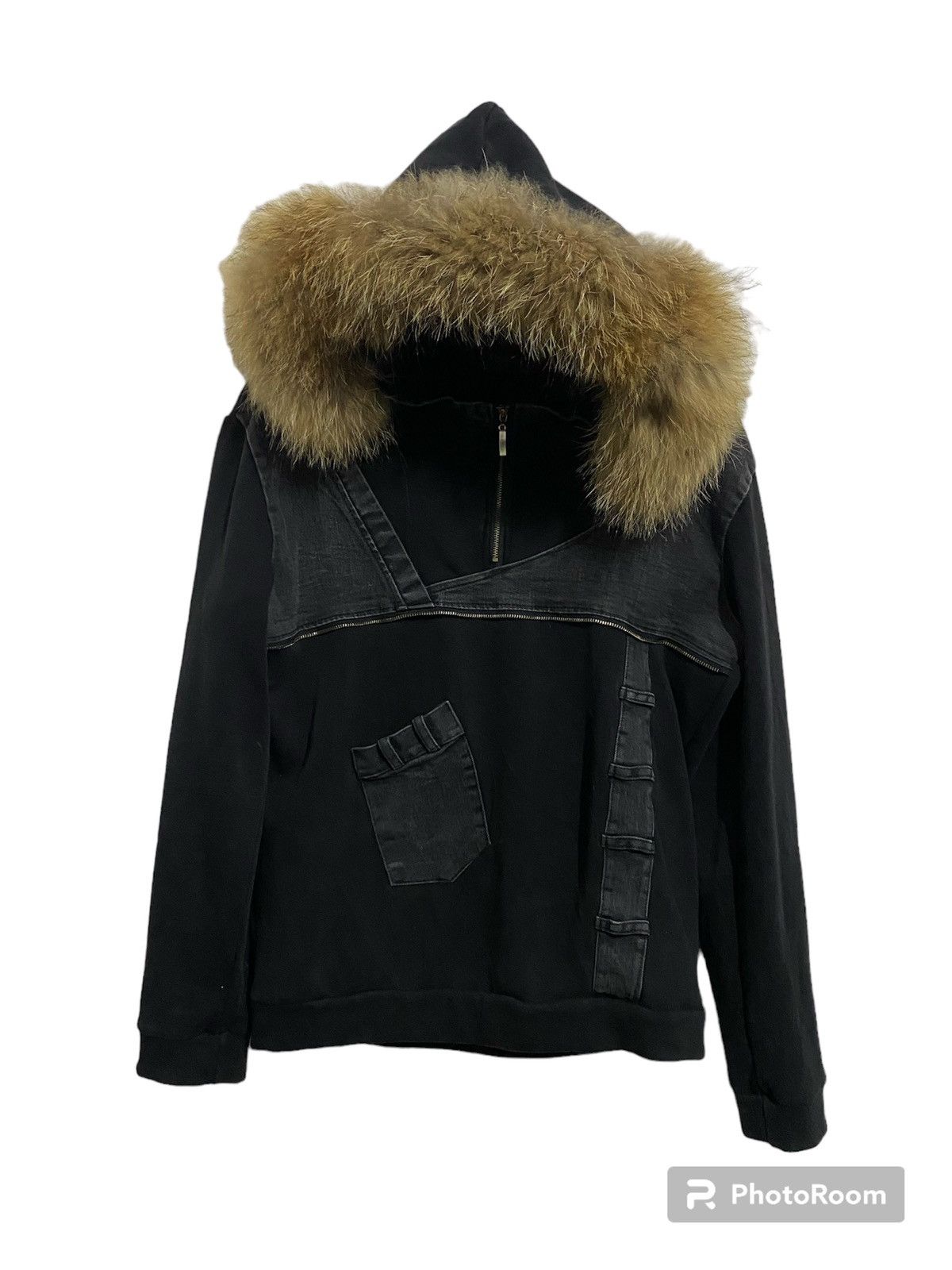 image of Ppfm Halfzip Furhoodie Japanesebrand Kmrii Lgb Ifsixwasnie in Black, Men's (Size Medium)