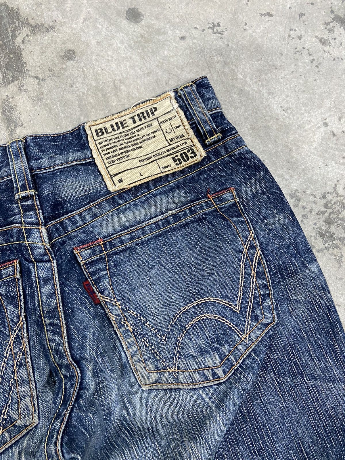 Edwin × Other ❤️‍🔥SEND OFFER ❤️‍🔥Edwin Blue Trip Flare Jeans Grazy Design Size 30" / US 8 / IT 44 - 8 Thumbnail