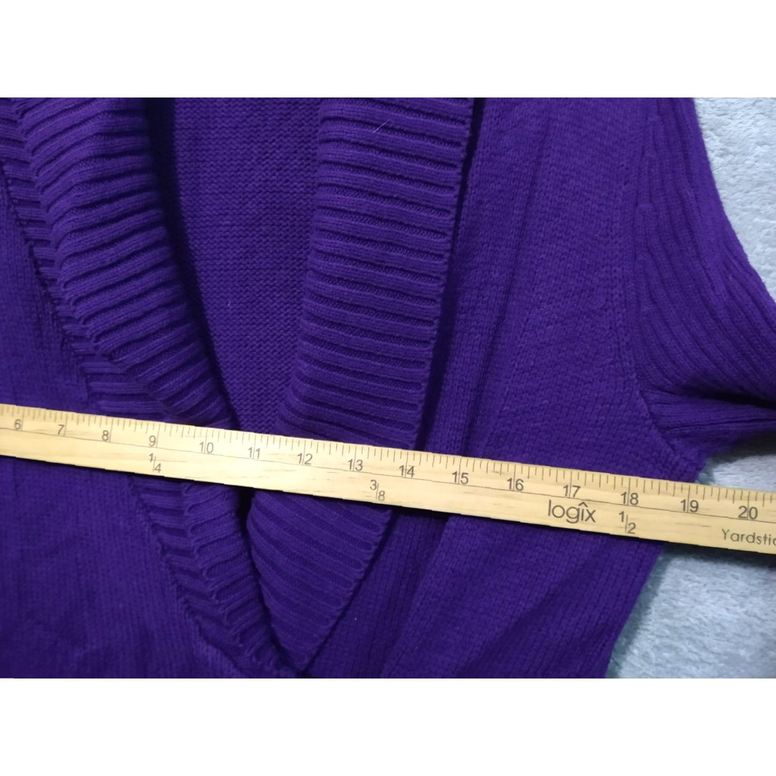 Ralph Lauren Lauren Ralph Lauren Cardigan Sweater Womens Medium Petite Purple Cowl Neck Cotton Knit Solid Size M / US 6-8 / IT 42-44 - 4 Thumbnail