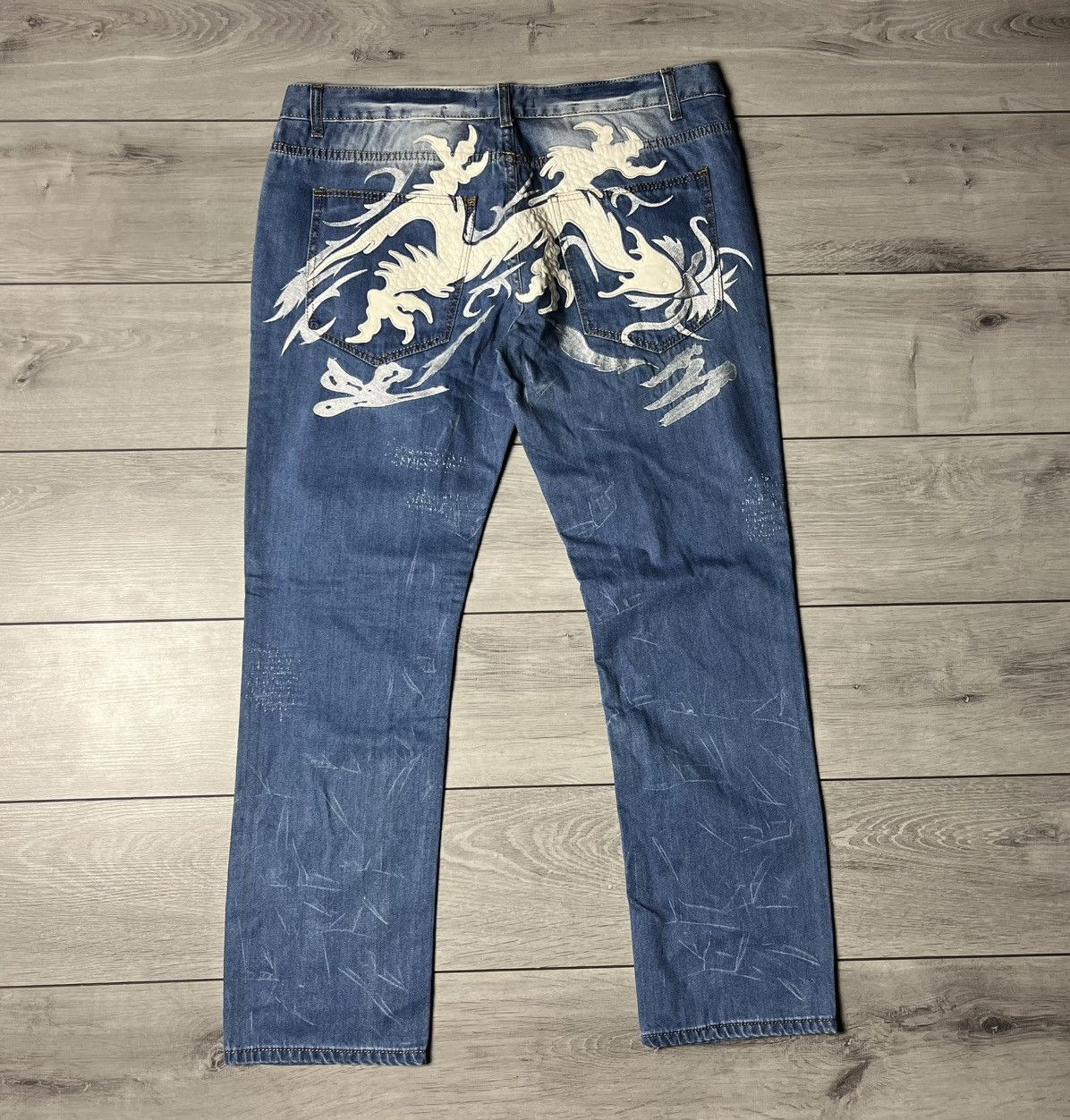 Vintage Japanese Jeans y2k Dragon Kosmo Lupo size 38