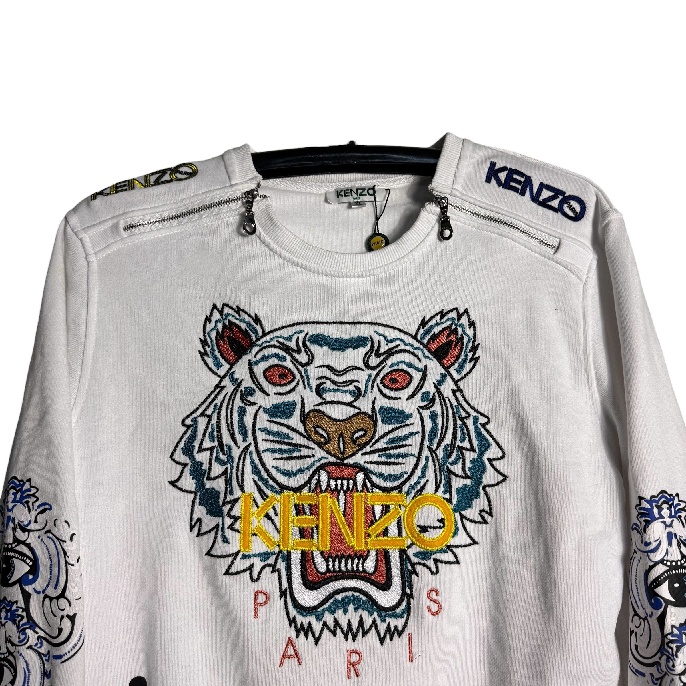 Kenzo 🔥RARE🔥Kenzo Paris Tiger Logo Embroidery Sweatshirt Size US XL / EU 56 / 4 - 2 Thumbnail