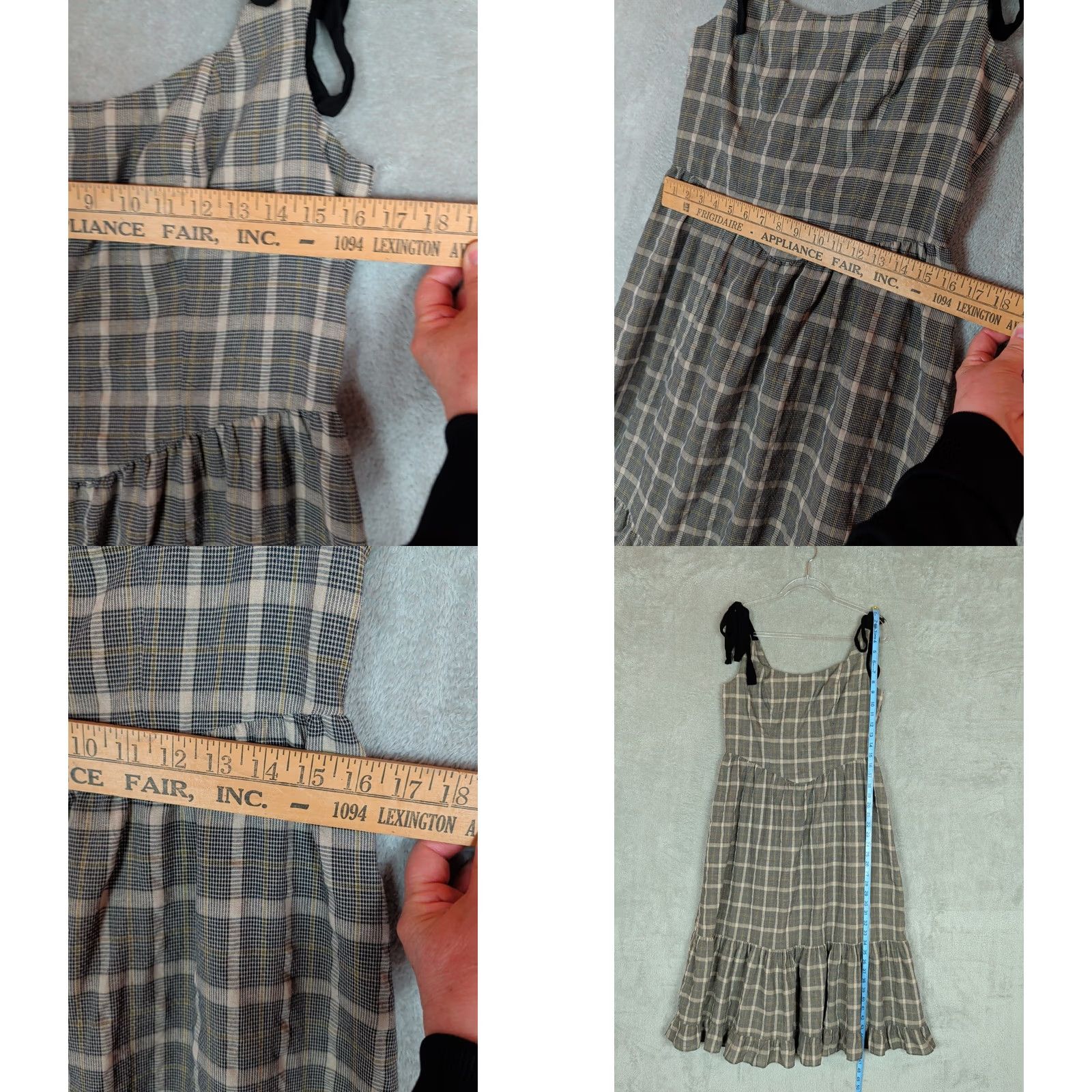 Vintage VINTAGE Womens City Triangles Midi Dress Brown Plaid Basque Waist Zipper Square Neck Sleeveless Cottagecore Prairie 70s Womens Size L / US 10 / IT 46 - 9 Thumbnail