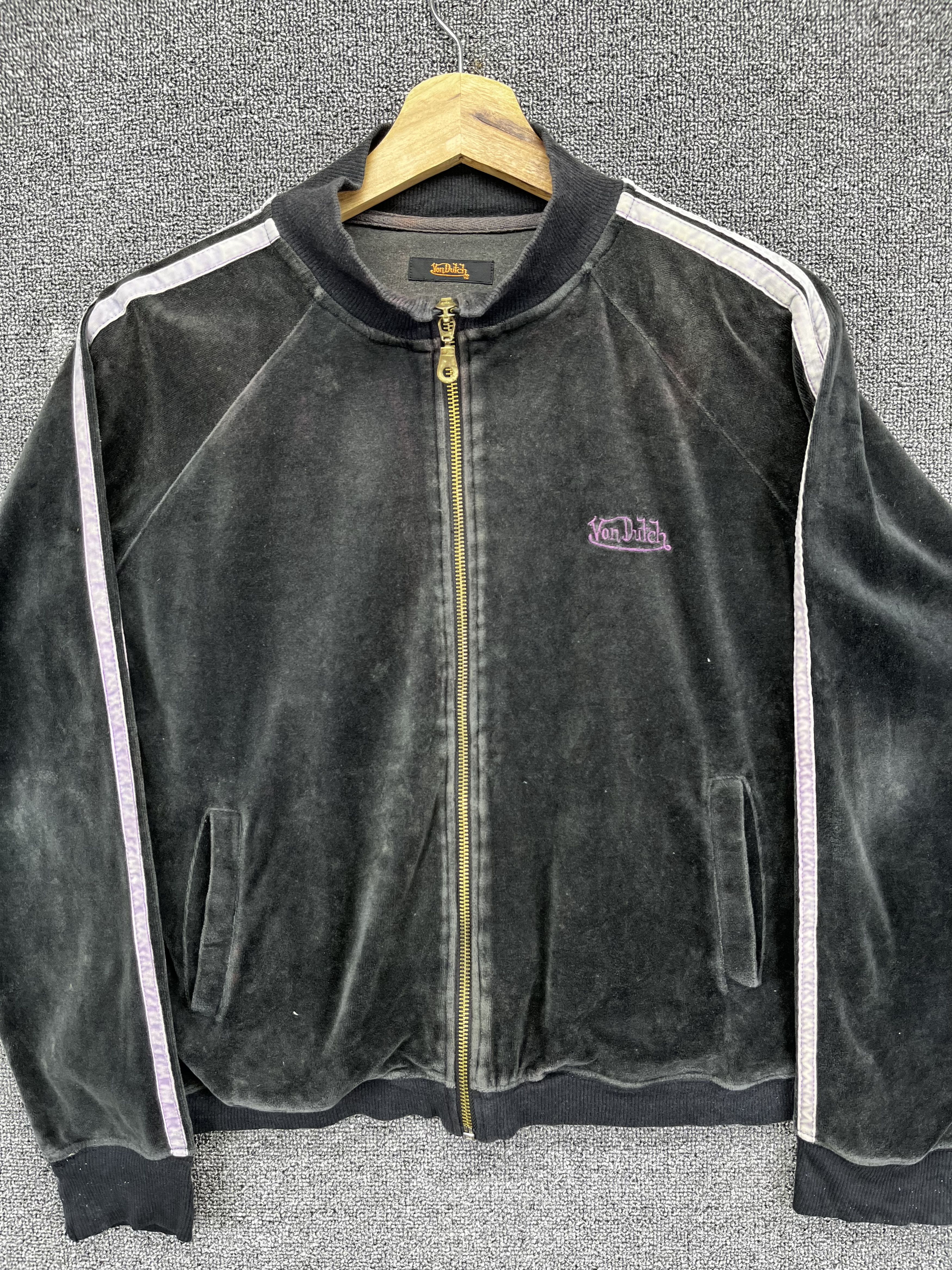 Vintage Von Dutch Rare Velvet Zip Up Jacket