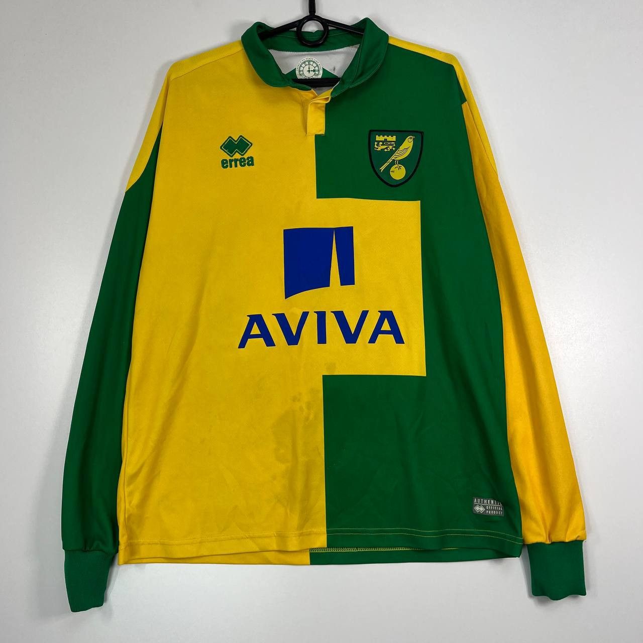 Errea Norwich City 2015 Anniversary Home Soccer Jersey Errea Sz L Size US L / EU 52-54 / 3 - 1 Thumbnail