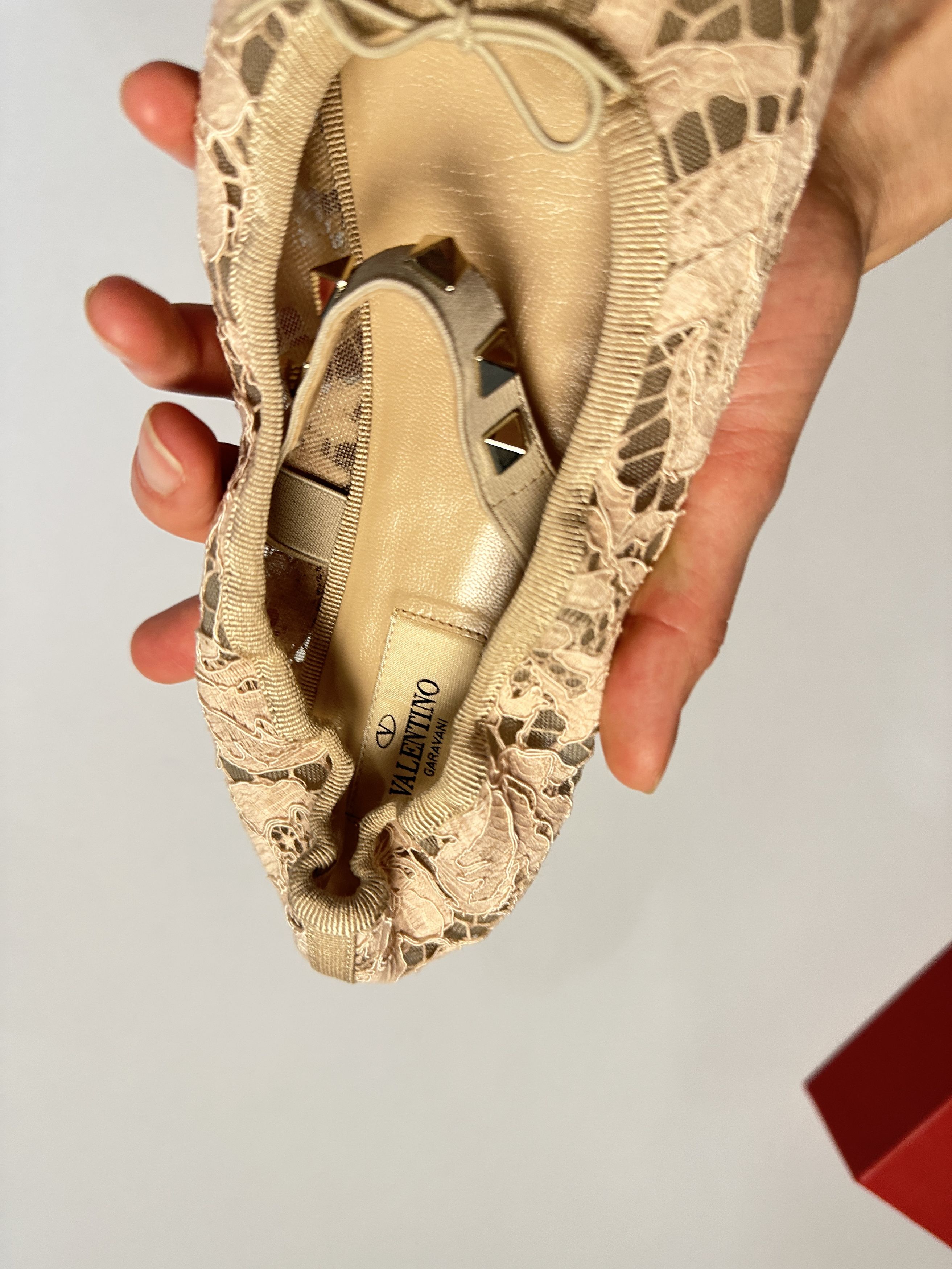 Valentino Valentino Pink Lace Rock Stud Ballet Flat Shoes Size US 9 / IT 39 - 15 Thumbnail