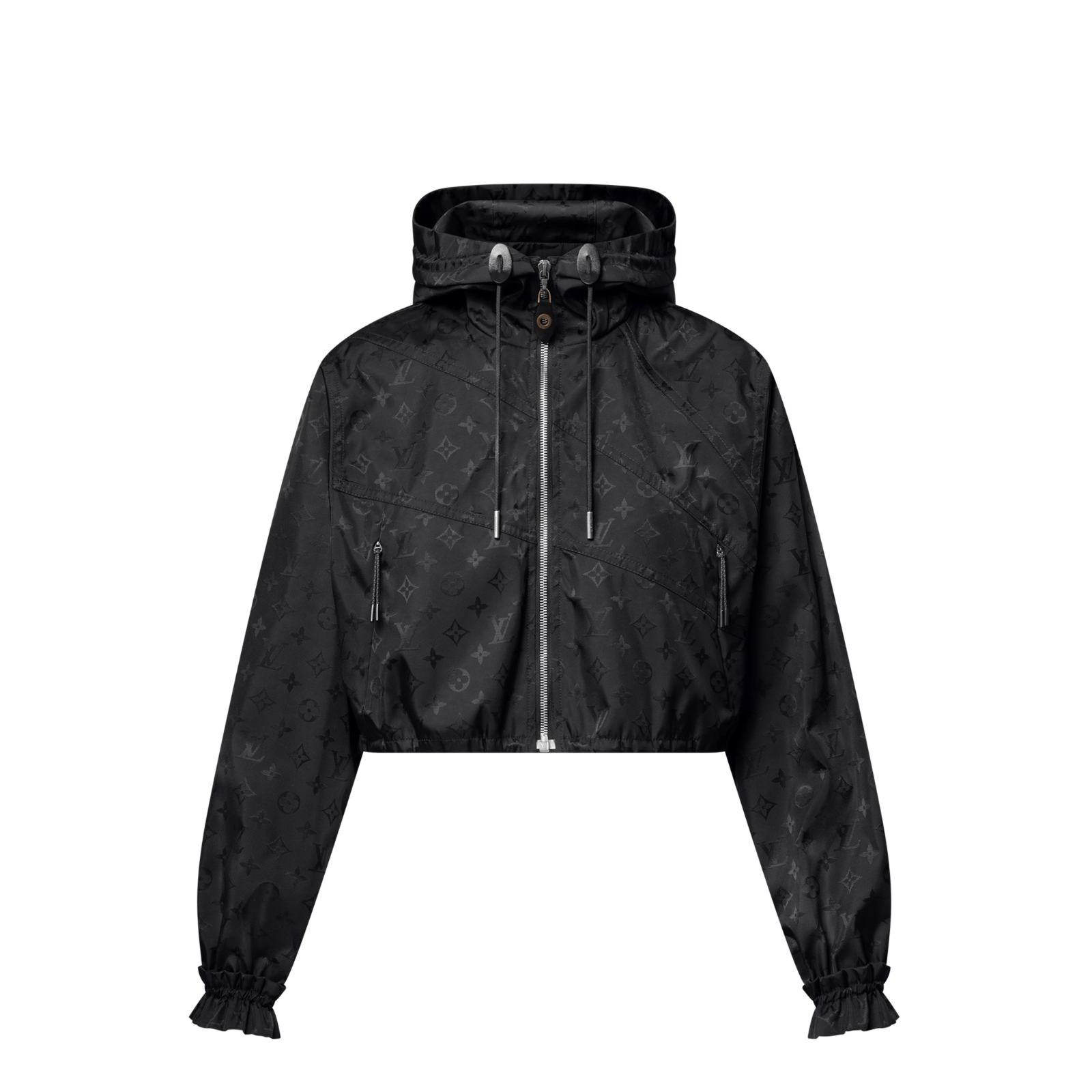 Louis Vuitton Louis Vuitton Black Cropped Monogram Windbreaker Jacket Size XXS / US 00 / IT 34 - 1 Thumbnail