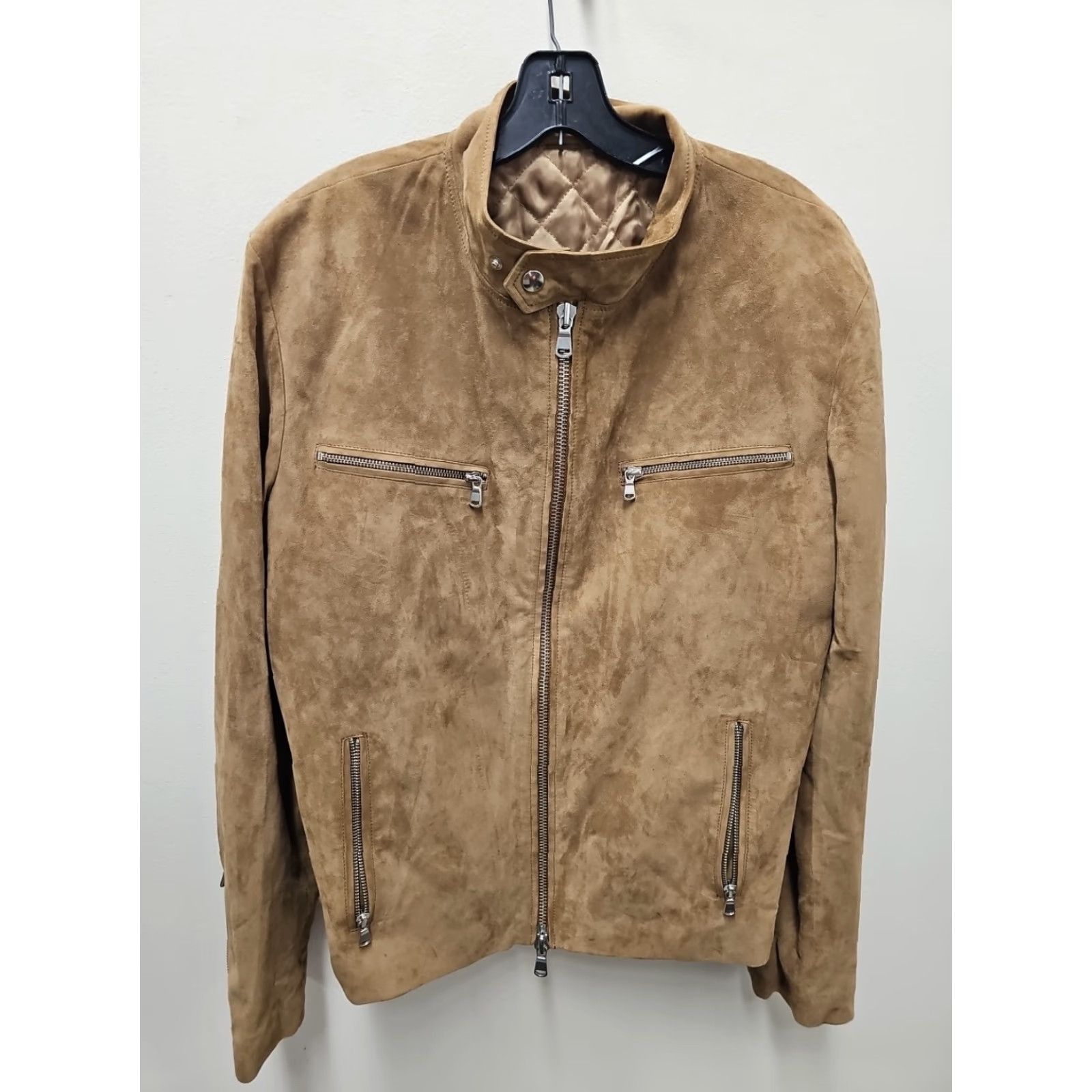 Camel CIFONELLI Coat Men 5XL Suede Leather Camel Brown Buttery Soft Vintage Pea Coat Single-Breasted Lined Pockets Collar Spread 3/8ss Size US XXL / EU 58 / 5 - 2 Thumbnail
