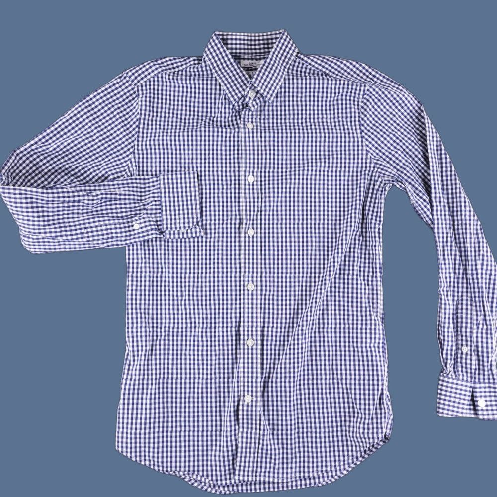 Gap Gap Shirt Mens XS Button-Up Collar Long Sleeve Check Blue Slim Fit Size US XS / EU 42 / 0 - 1 Thumbnail