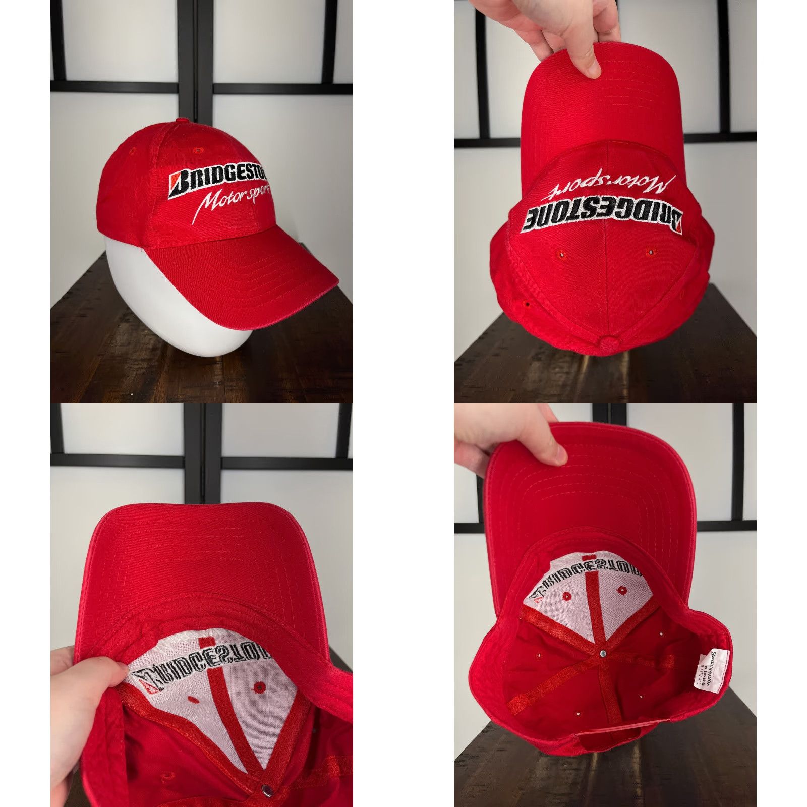Vintage Bridgestone Motosport Hat Cap Snap Back Adult Red 100% Cotton Twill Size ONE SIZE - 8 Thumbnail