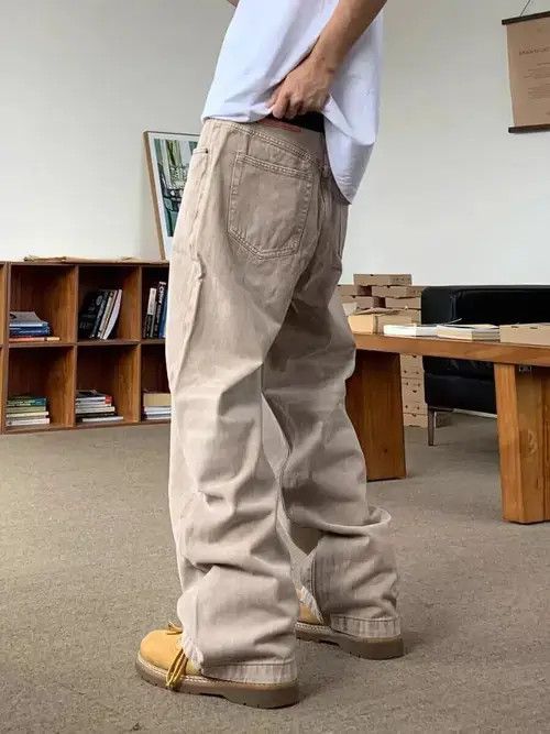 Japanese Brand × Jean Retro apricot simple wide-leg draped jeans Size US 32 / EU 48 - 4 Thumbnail