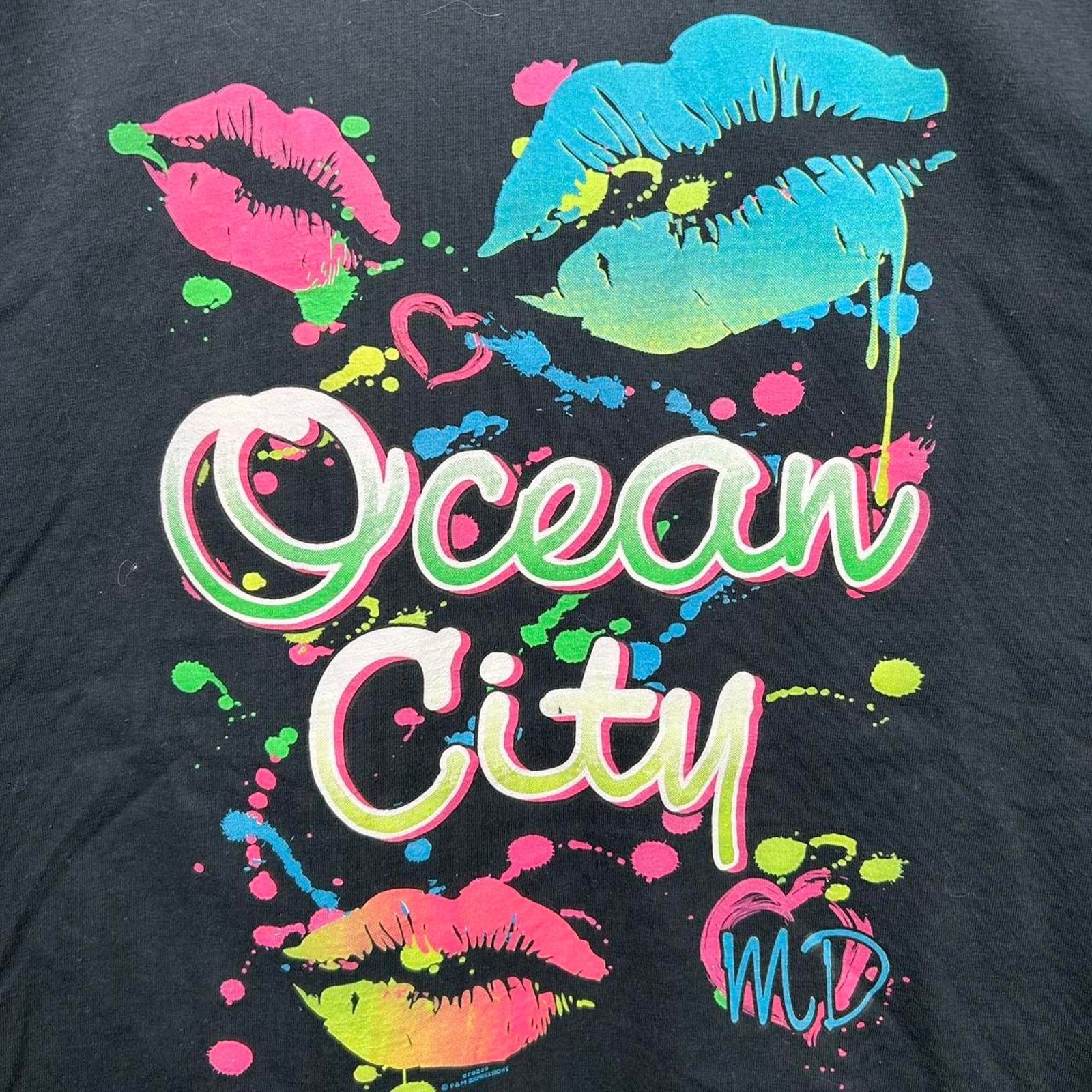 Jerzees Y2K Ocean City Maryland Beach Neon Graphic Tee Size X-Large Size XL / US 12-14 / IT 48-50 - 2 Thumbnail