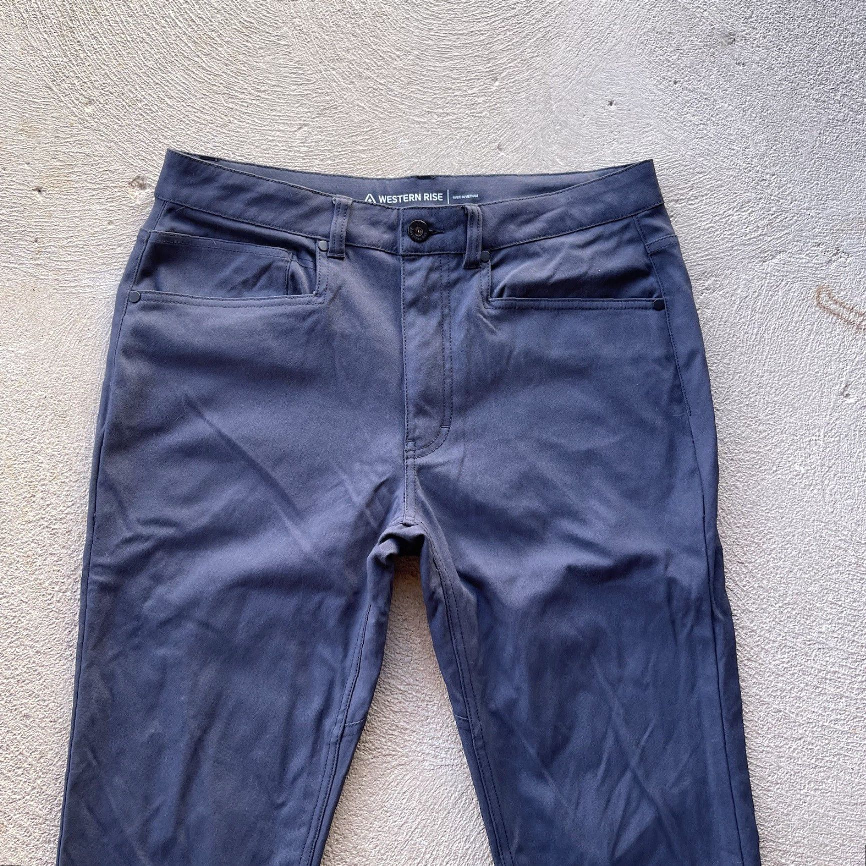 Vintage Western Rise Pants Mens 31x32 Chino Slim Fit Gray Nylon Spandex Stretch Flat Front Regular Inseam 32 Men's Casual Workwear Size US 31 - 2 Thumbnail