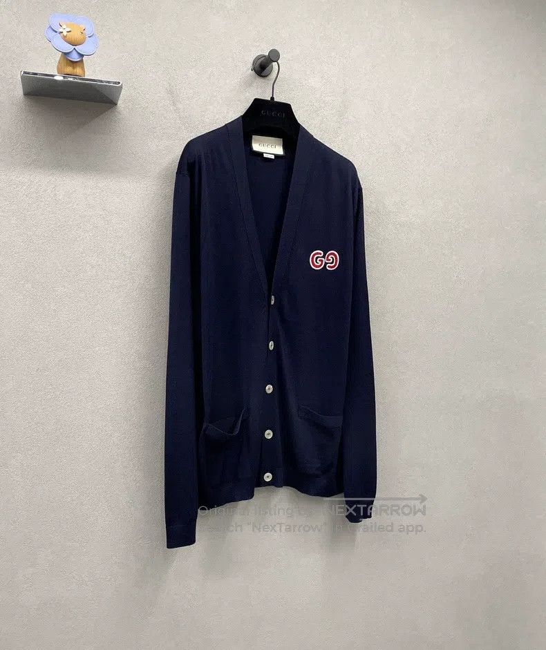 Gucci Gucci Dark blue GG embroidered cardigan coat Size L / US 10 / IT 46 - 3 Thumbnail