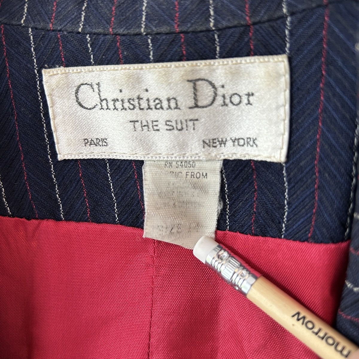 Dior 70s Silk Christian Dior blazer navy striped Size XL / US 12-14 / IT 48-50 - 10 Thumbnail