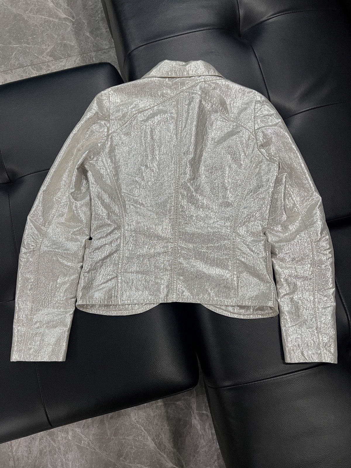 Dries Van Noten Dries Van Noten Liquid Silver Cropped Double-Layer Jacket Size XS / US 0-2 / IT 36-38 - 2 Thumbnail