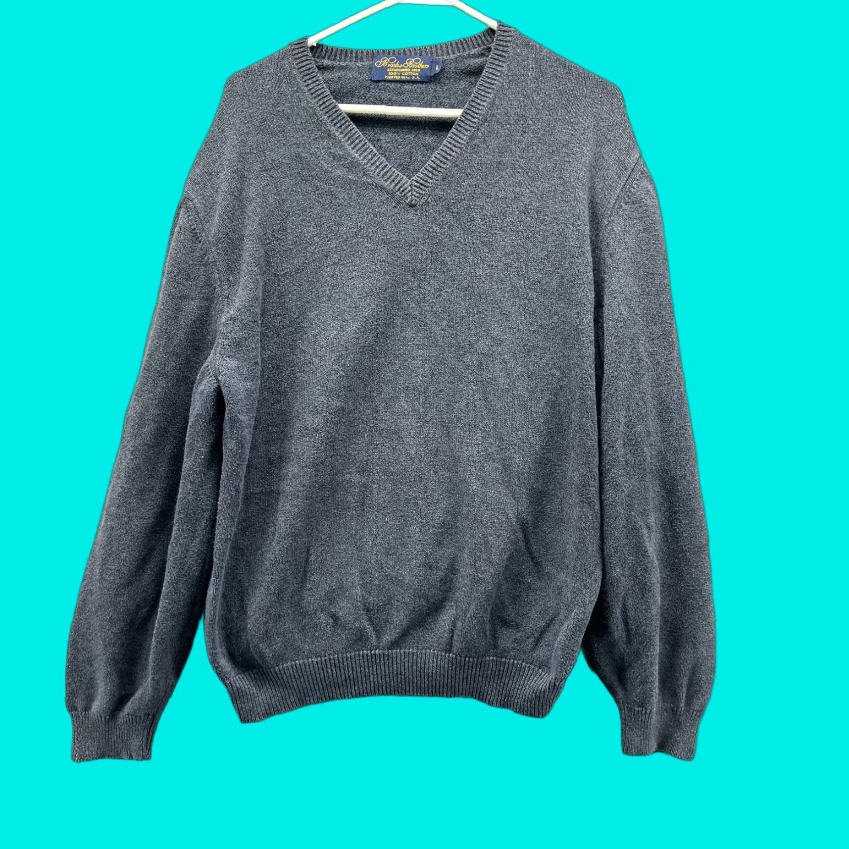 Brooks Brothers Brooks Brothers Sweater Men Large Adult Gray Pullover V-Neck Fleece Cotton Lux Size US L / EU 52-54 / 3 - 1 Thumbnail