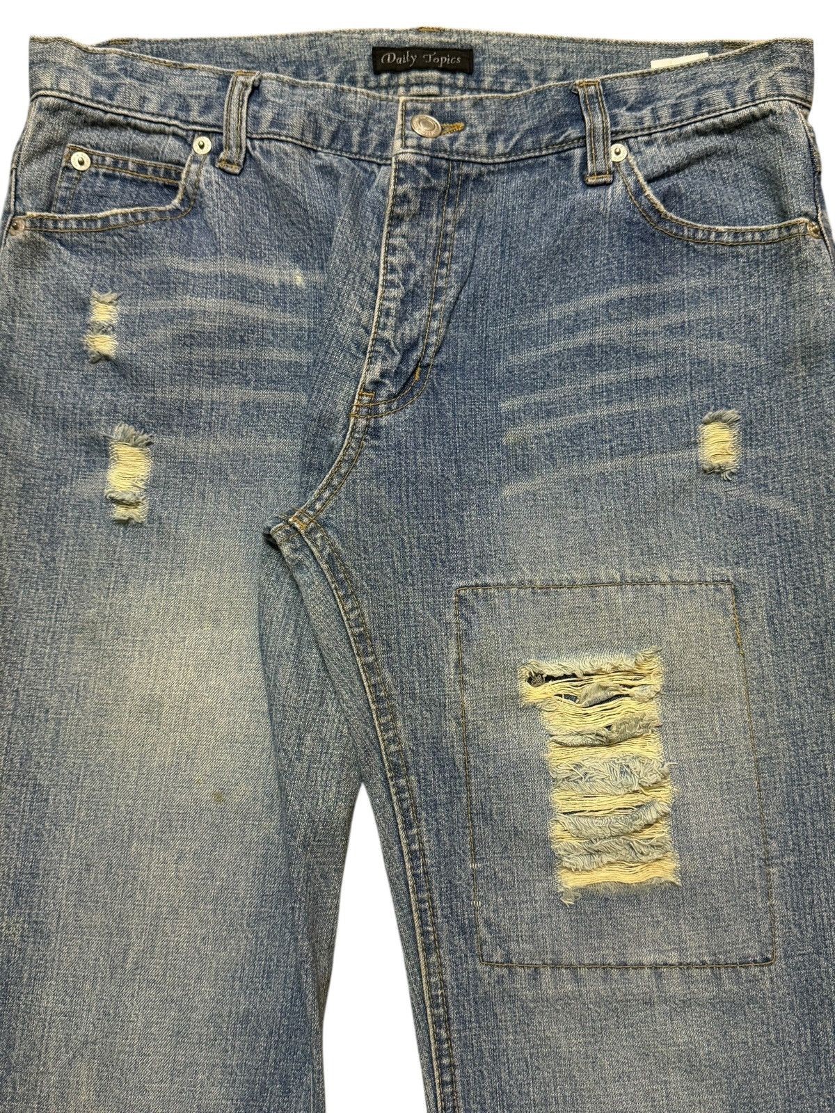 Hysteric Glamour Vintage Japanese Blue Faded Wash Distress Wide Leg Flare Size US 32 / EU 48 - 3 Thumbnail