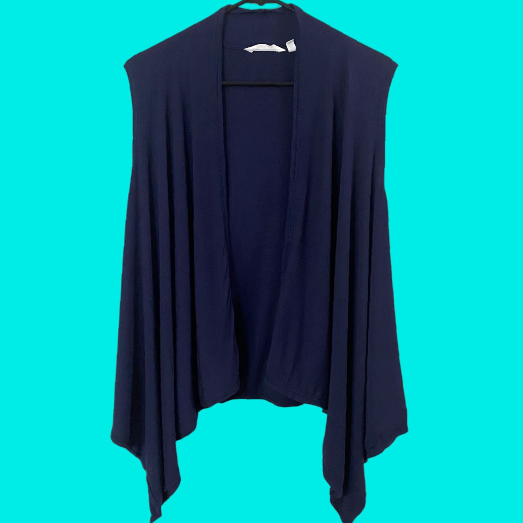 Athleta Athleta Cardigan Women's Medium Dark Blue Open-Front Sleeveless Waterfall Wrap Womens Size M / US 6-8 / IT 42-44 - 1 Thumbnail