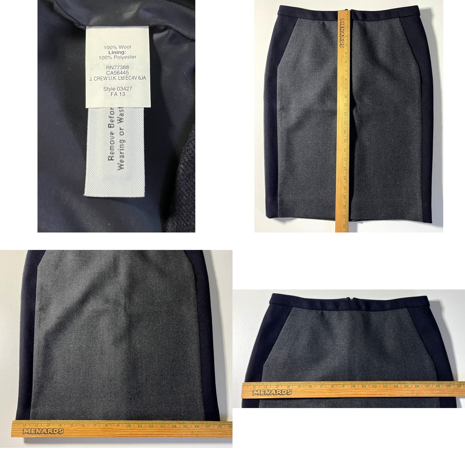 J.Crew J.CREW No. 2 Pencil Wool Skirt Lined Gray 8 Womens Skirt Knee Length Pencil 100% Wool NWT 2013 Fall City Business Casual Side Panels Dry Clean Only Size 30" / US 8 / IT 44 - 9 Thumbnail