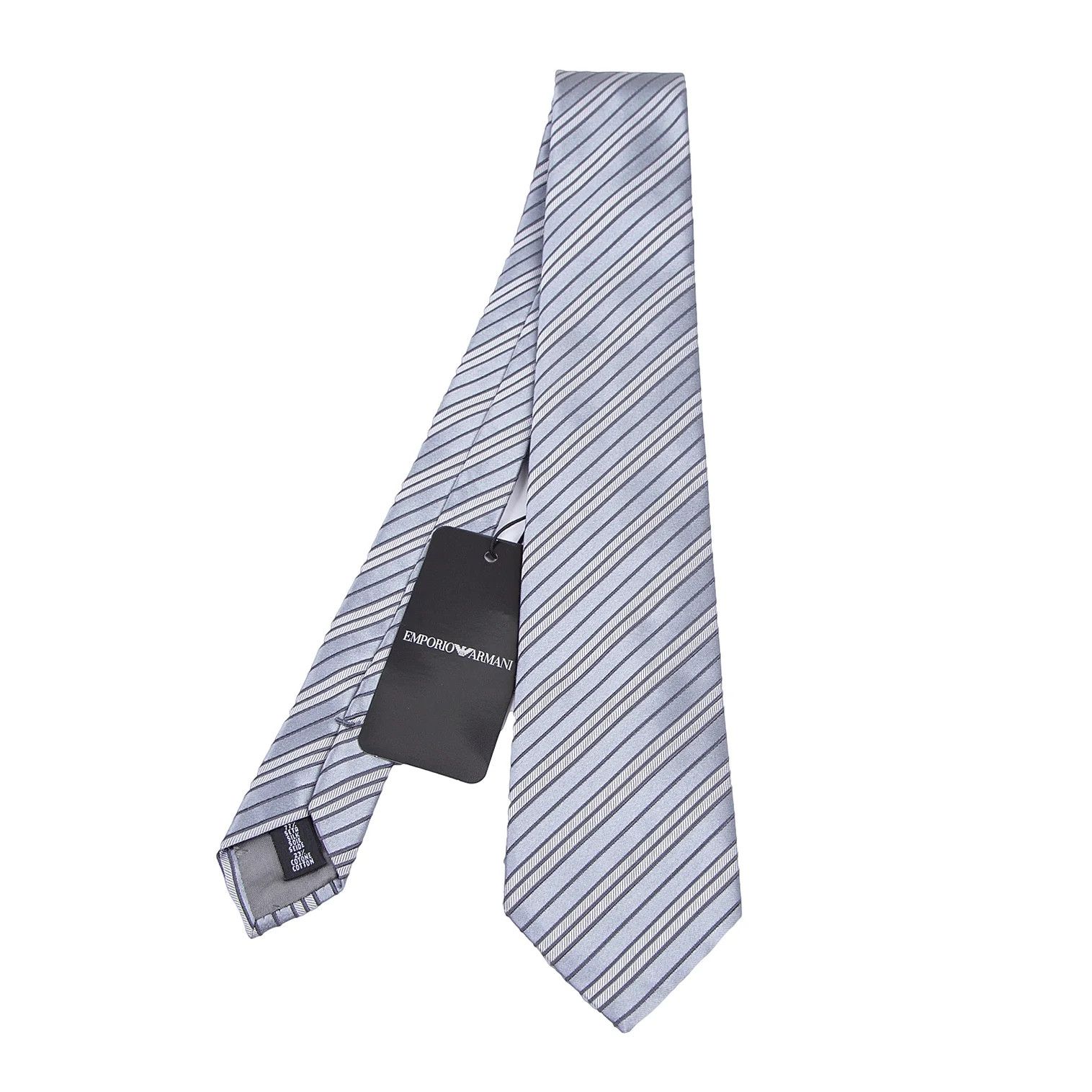 Emporio Armani Silk Cotton Regimental Tie in Gray Size ONE SIZE - 1 Thumbnail