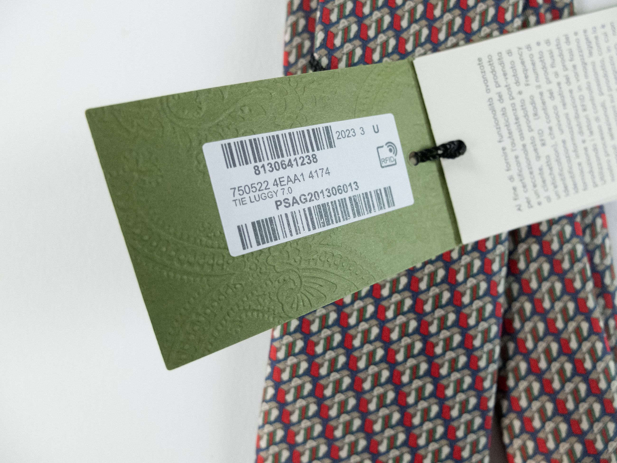 Gucci GUCCI Valigeria navy blue & red trunk print silk tie NWT Size ONE SIZE - 6 Thumbnail