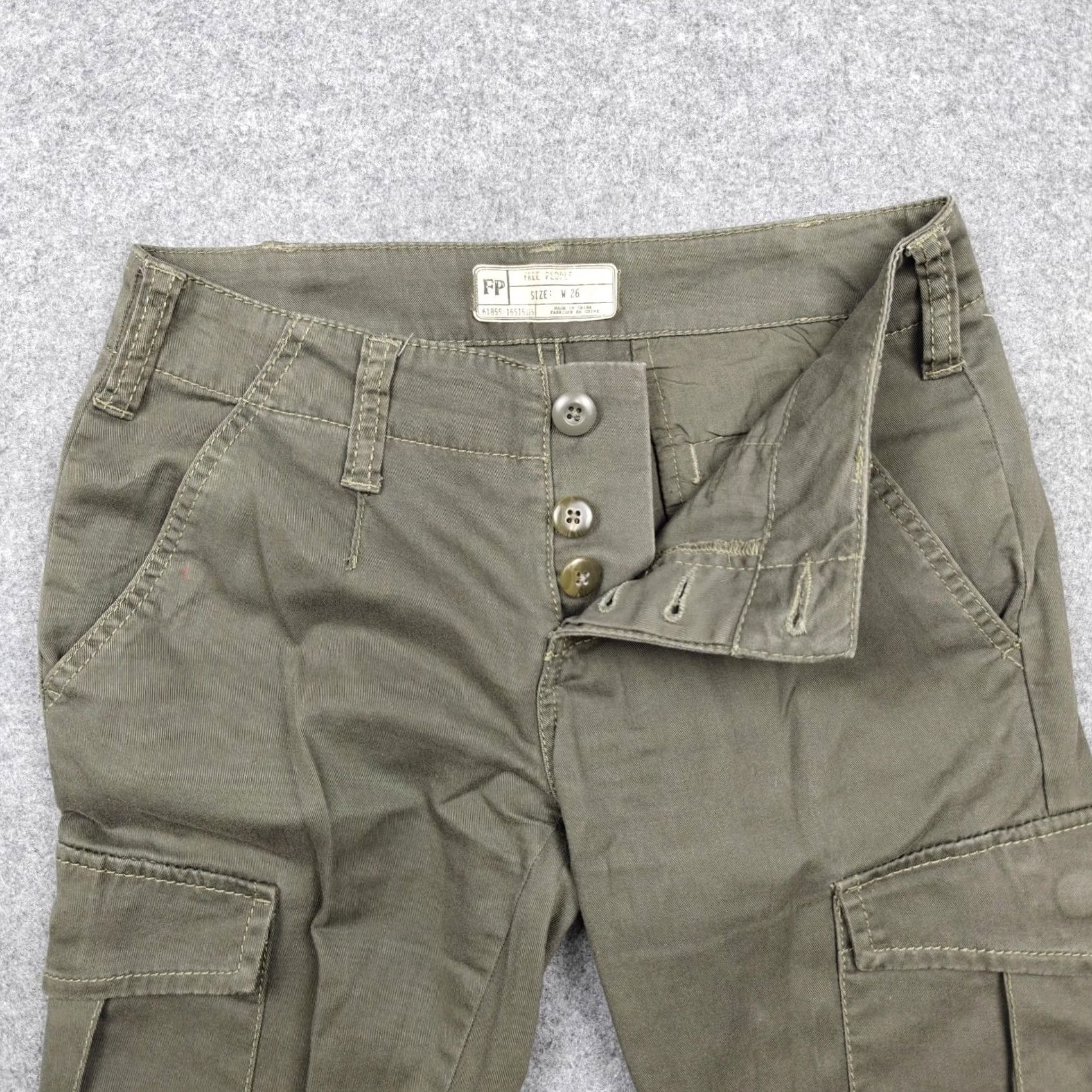 Free People Free People Pants Womens 26 Green Twill Cargo Slim Ankle Zip Stretch Pockets Size 26" / US 2 / IT 38 - 4 Thumbnail