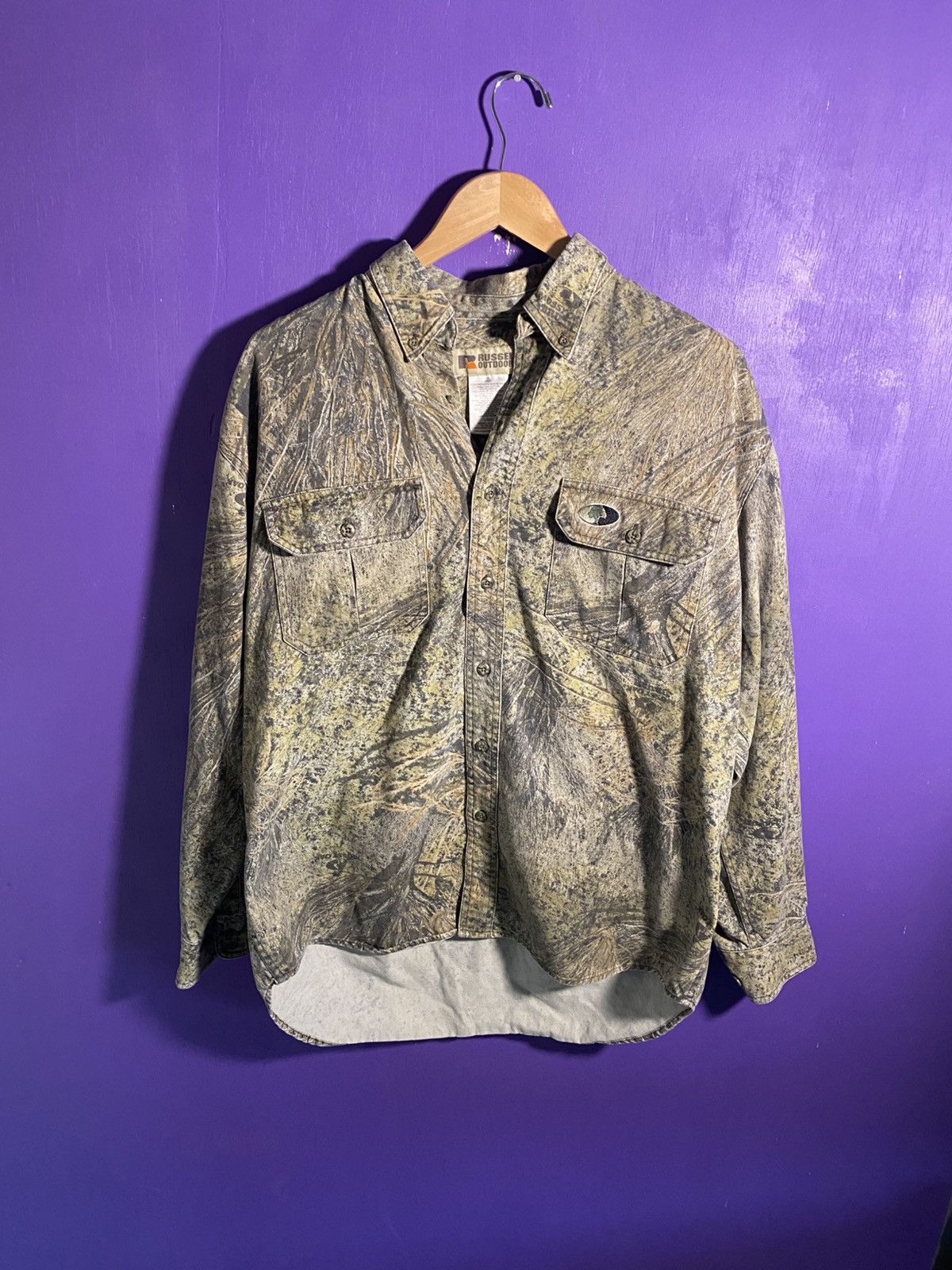 Russell Athletic Vintage 90s Russell athletic outdoors camo button up Size US L / EU 52-54 / 3 - 1 Thumbnail
