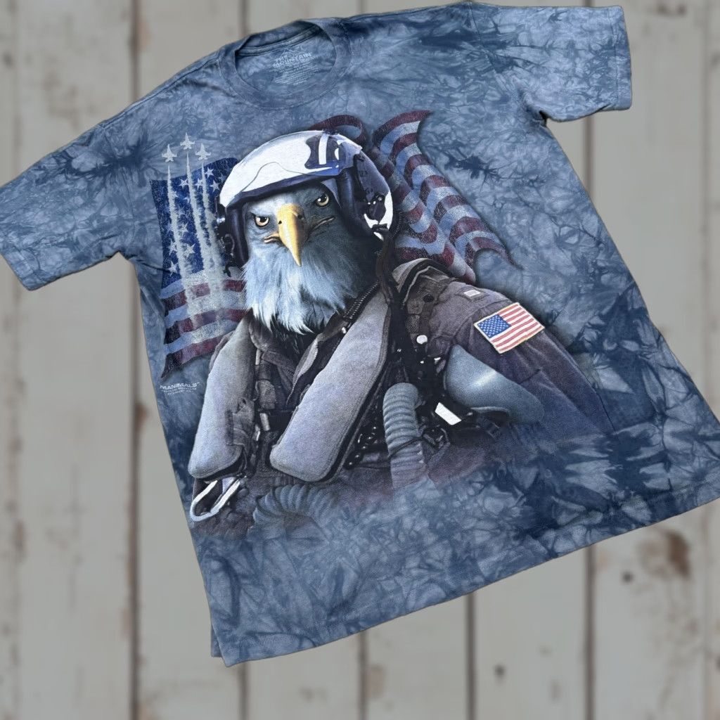 The Mountain The Mountain Shirt Mens Large Blue Eagle Fighter Pilot American Flag Graphic Size US L / EU 52-54 / 3 - 1 Thumbnail