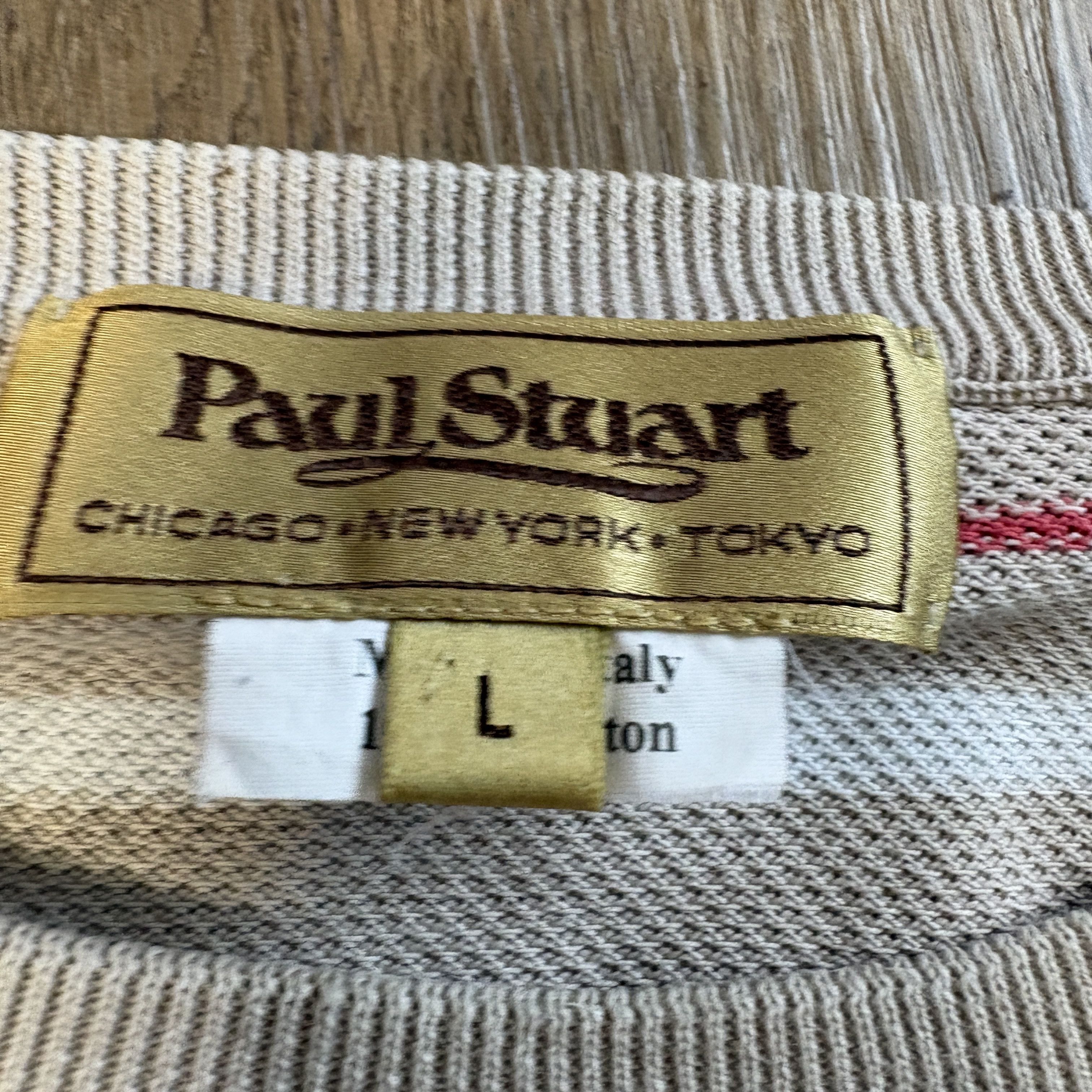 Paul Stuart Striped Cotton Crewneck Sweater Size US L / EU 52-54 / 3 - 2 Thumbnail