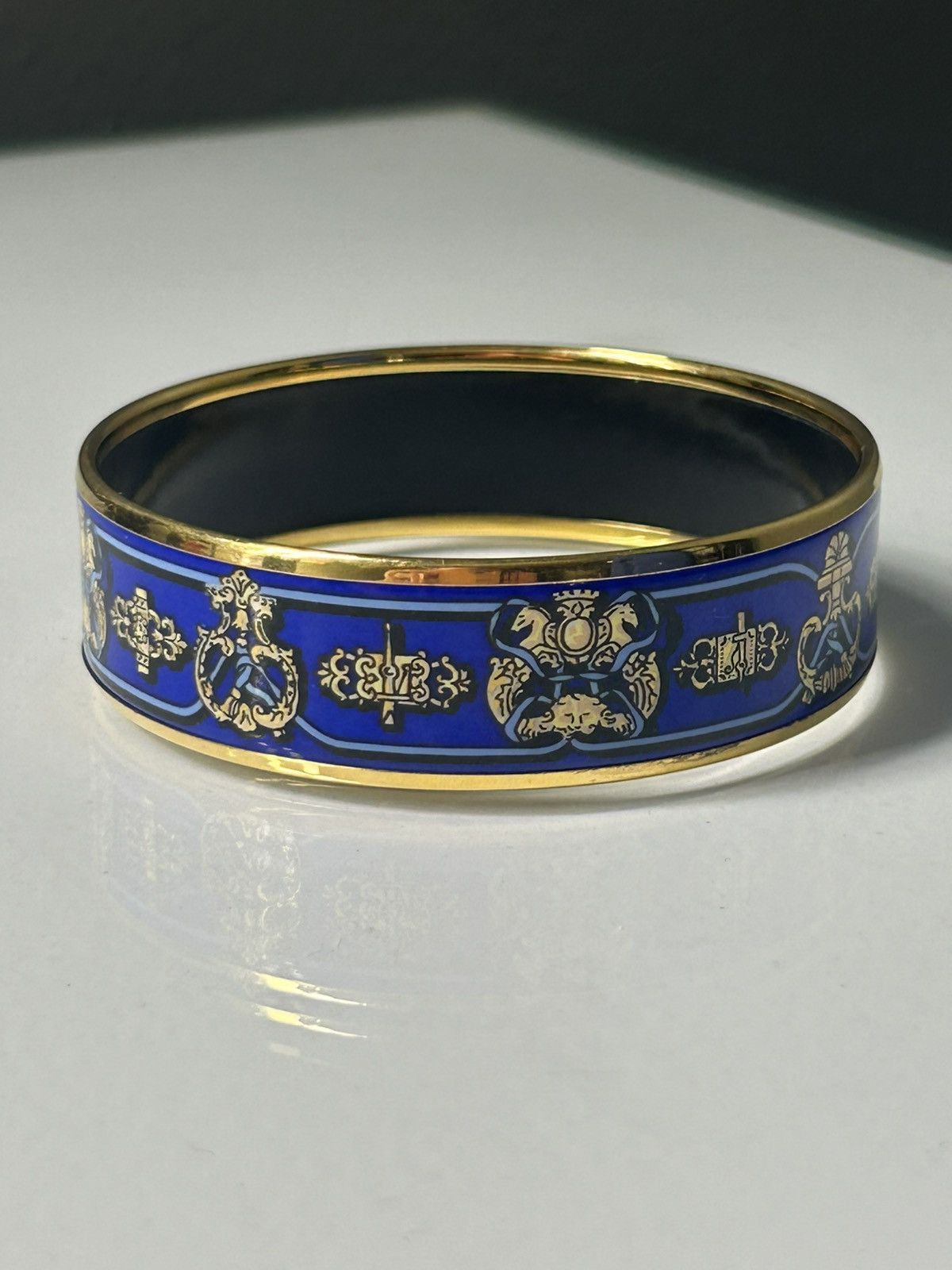 Hermes Hermes Emaille Blue Enamel Gold Plated Bangle Bracelet w Box Size ONE SIZE - 6 Thumbnail