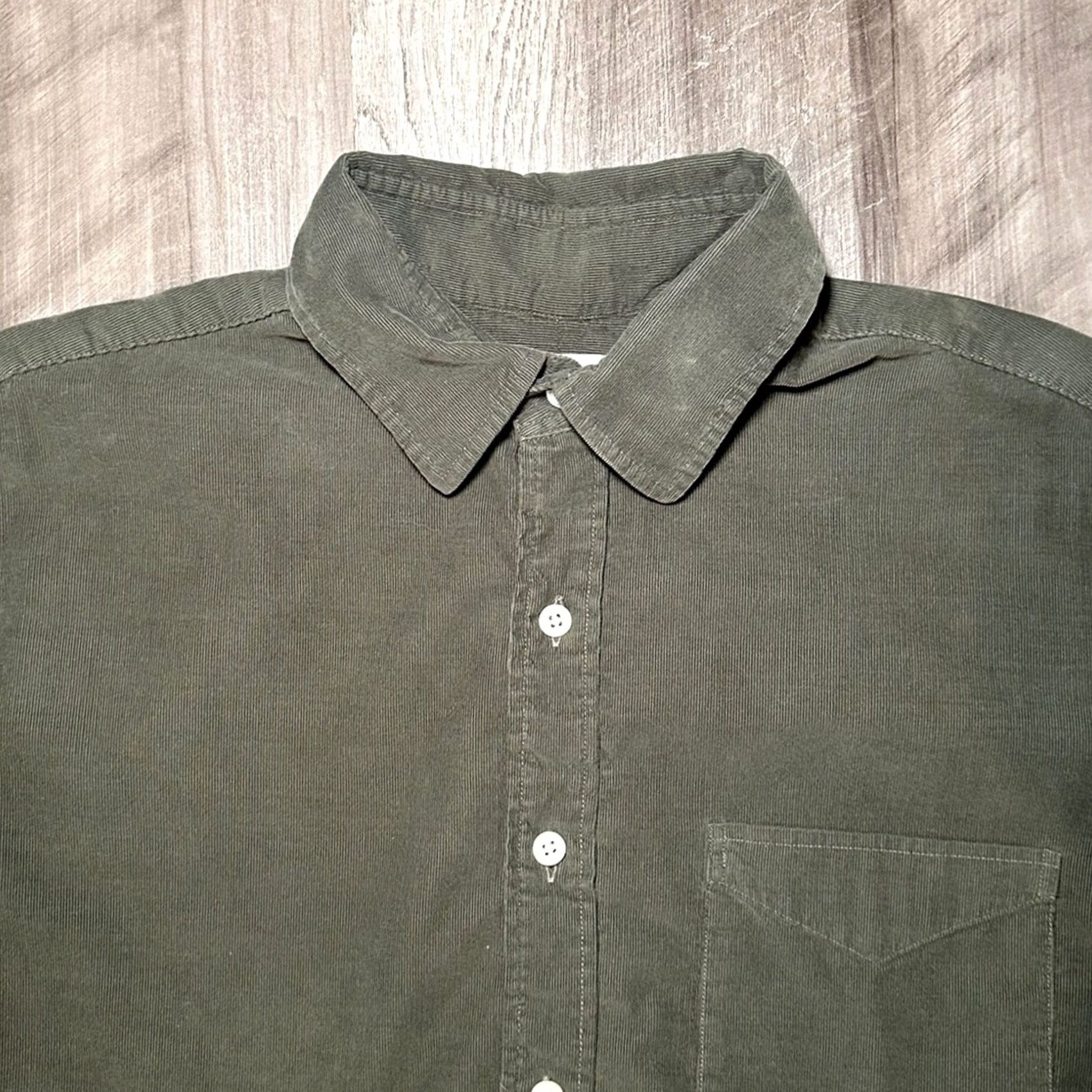 Hamilton Hamilton Olive Green Micro Corduroy Long Sleeve Button Shirt Medium Men Size US M / EU 48-50 / 2 - 5 Thumbnail
