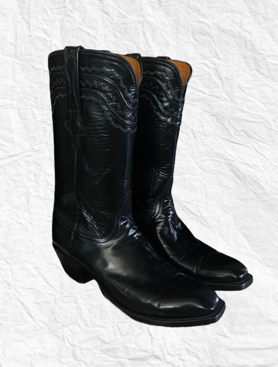 Lucchese Lucchese Black Goat Leather Cowboy Boots Size US 10 / EU 43 - 1 Thumbnail