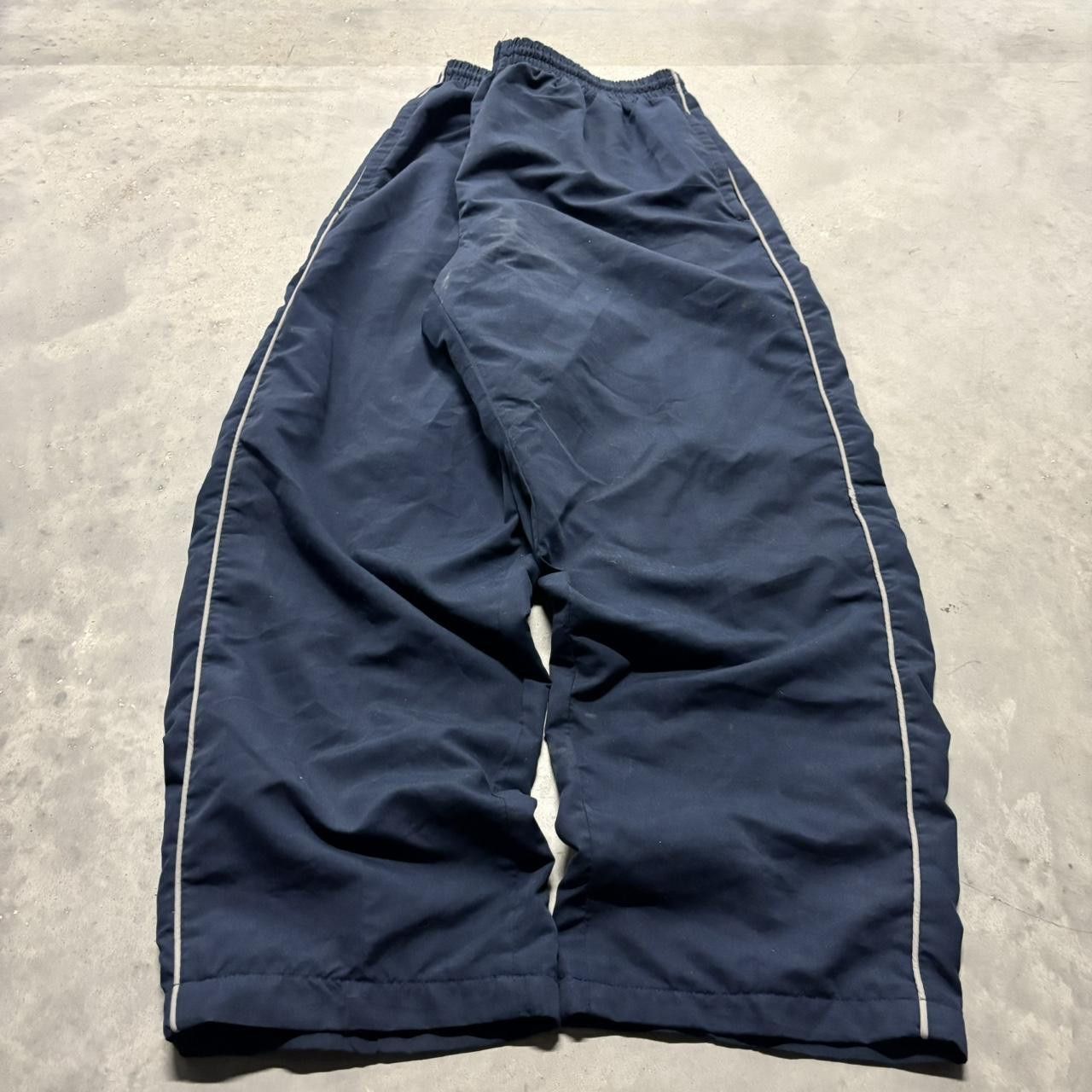Japanese Brand × Vintage Crazy Vintage Y2K/2000s Baggy Navy Blue Striped Skater Track Pants! Size US 32 / EU 48 - 3 Thumbnail
