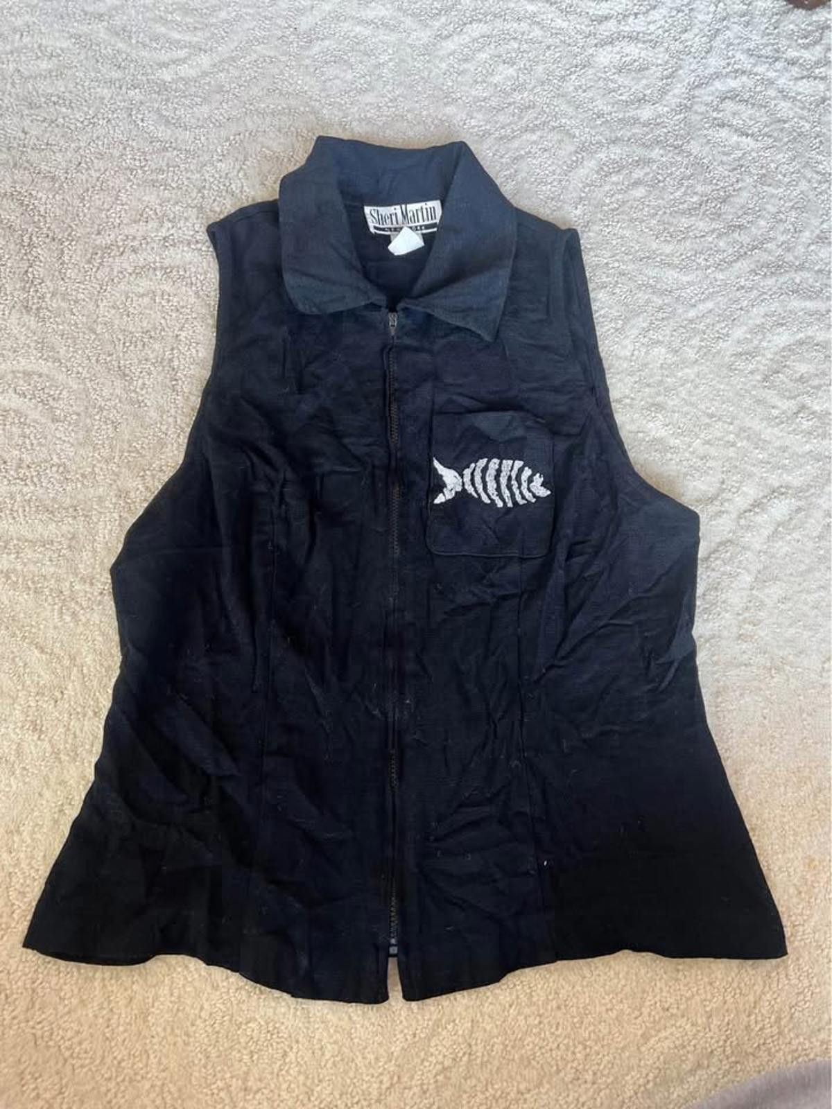 Designer Vintage 80s Sheri Martin Fish Skeleton Vest (Made in USA) Size ONE SIZE - 1 Thumbnail